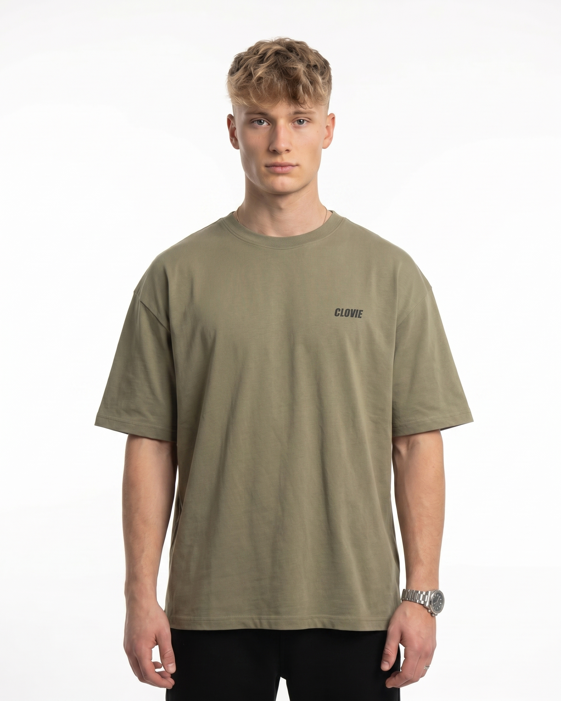 Born to ride Oversized Tee Khaki Vorderansicht - CLOVIE Streetwear