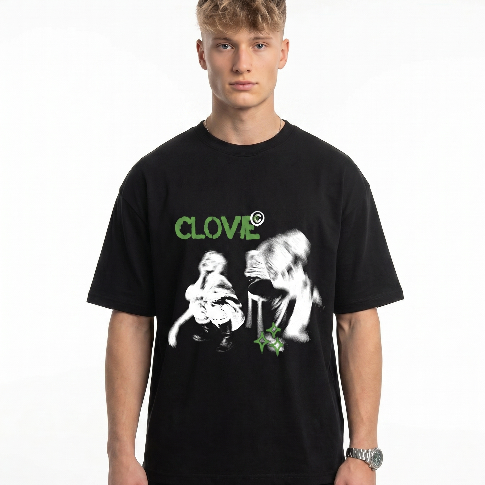 Lost dream Oversized Tee Black Vorderansicht - CLOVIE Streetwear