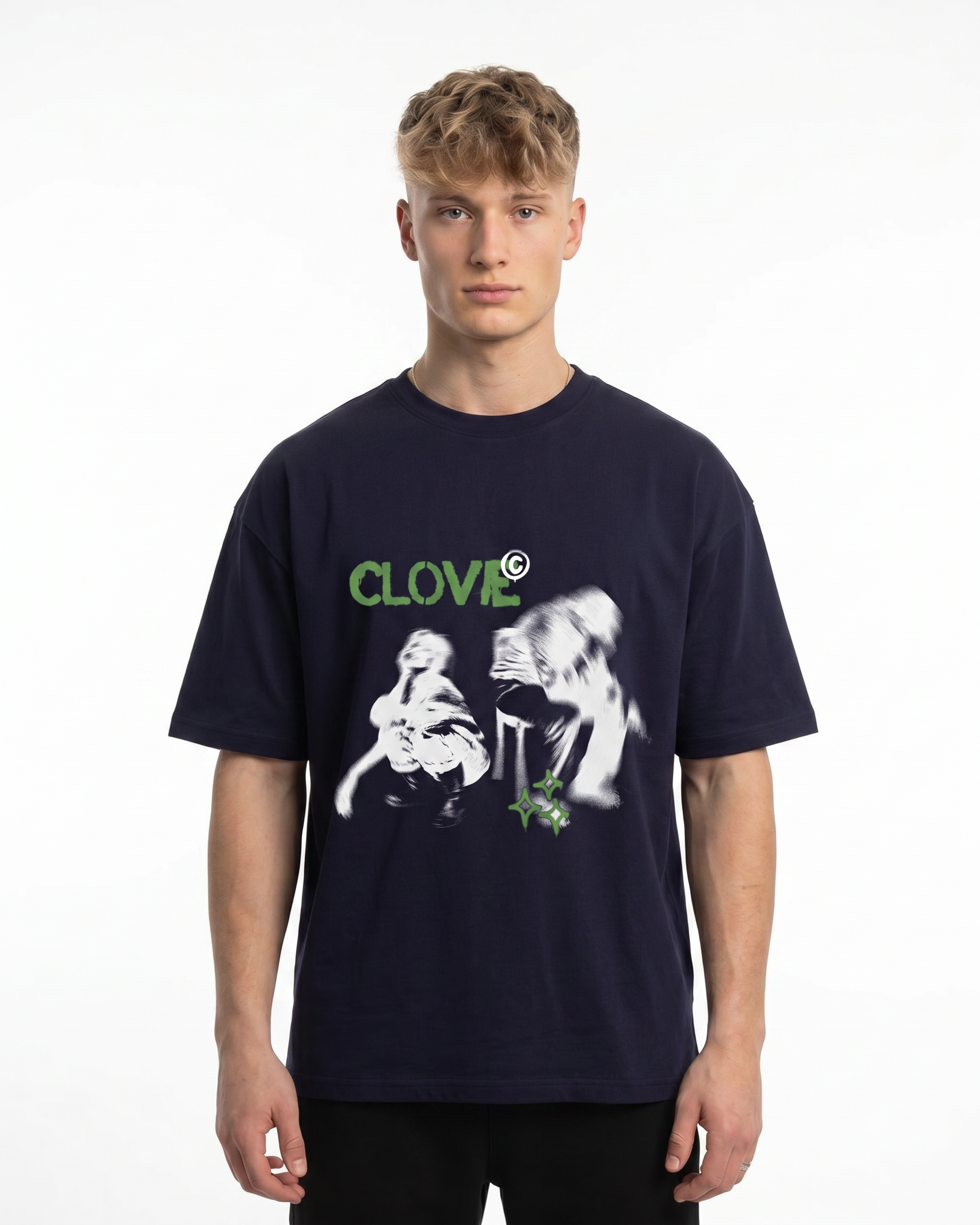 Lost dream Oversized Tee Navy Vorderansicht - CLOVIE Streetwear