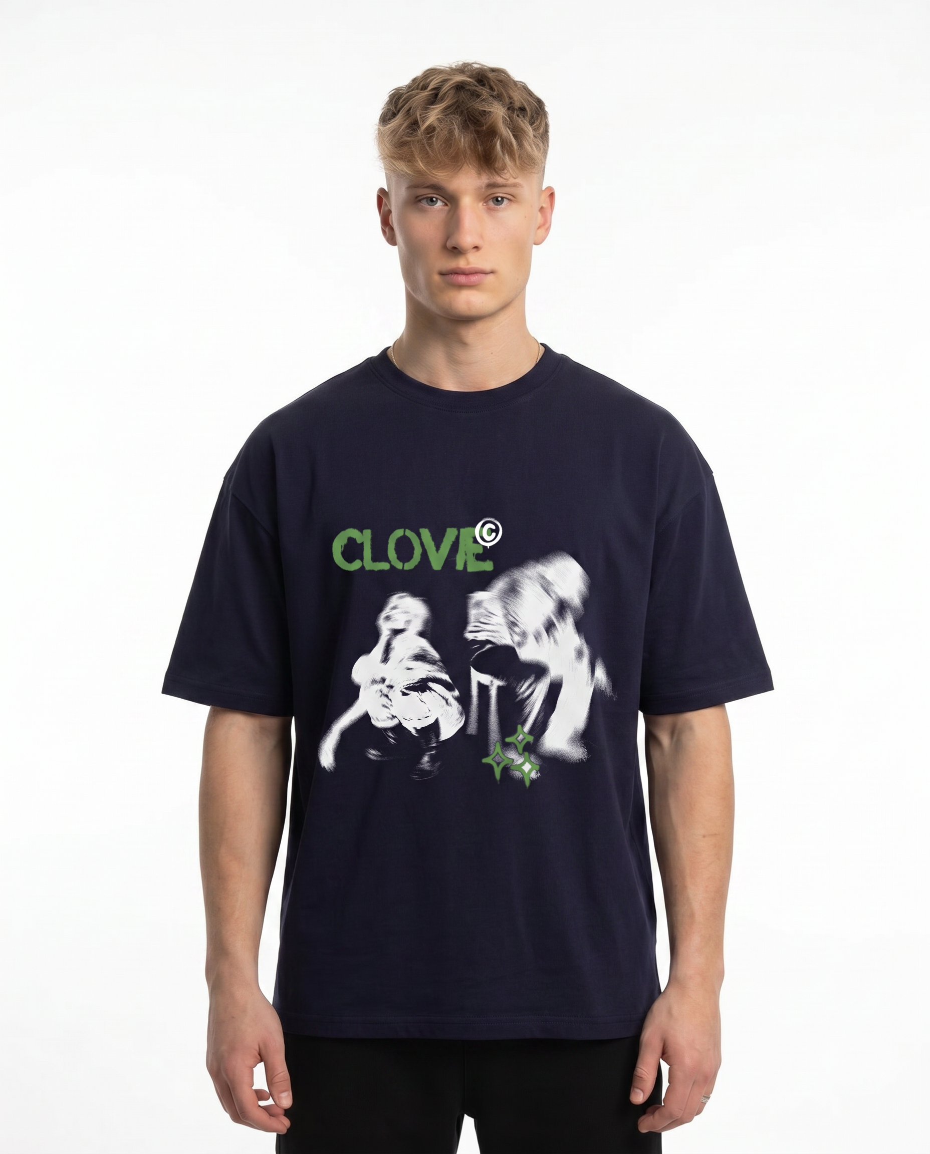 Lost dream Oversized Tee Navy Vorderansicht - CLOVIE Streetwear
