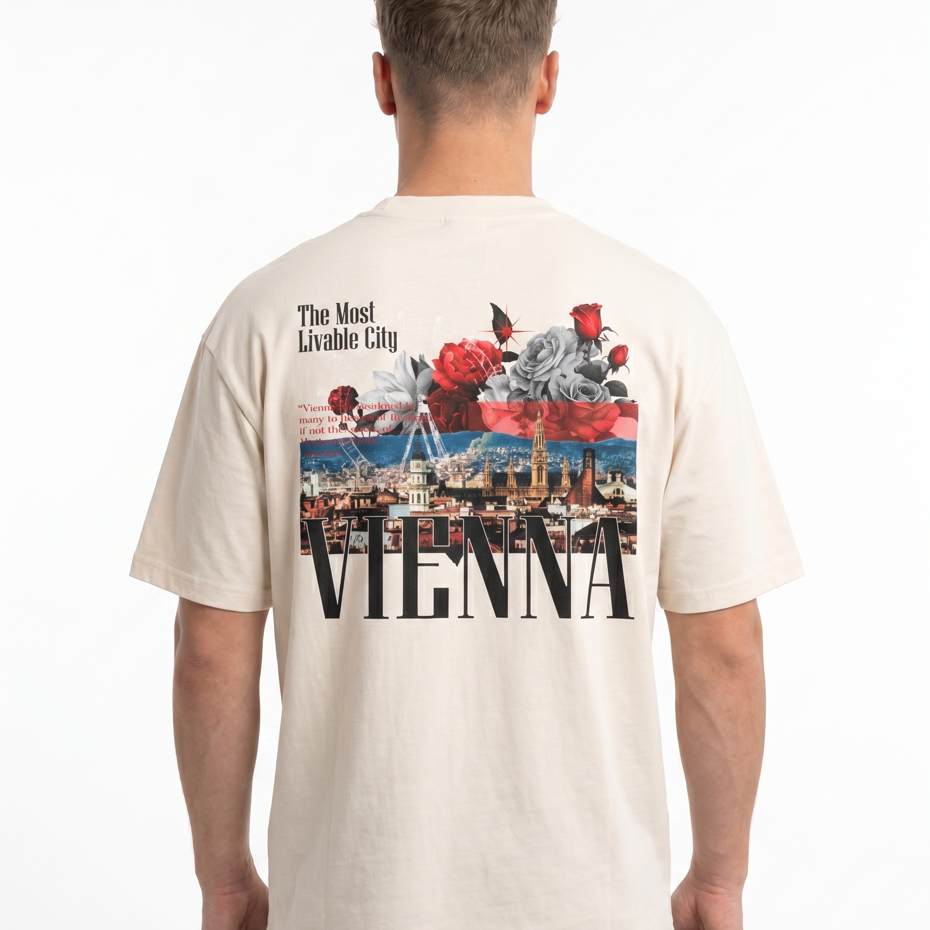 Vienna Oversized Tee Natural Raw Rueckansicht - CLOVIE Streetwear