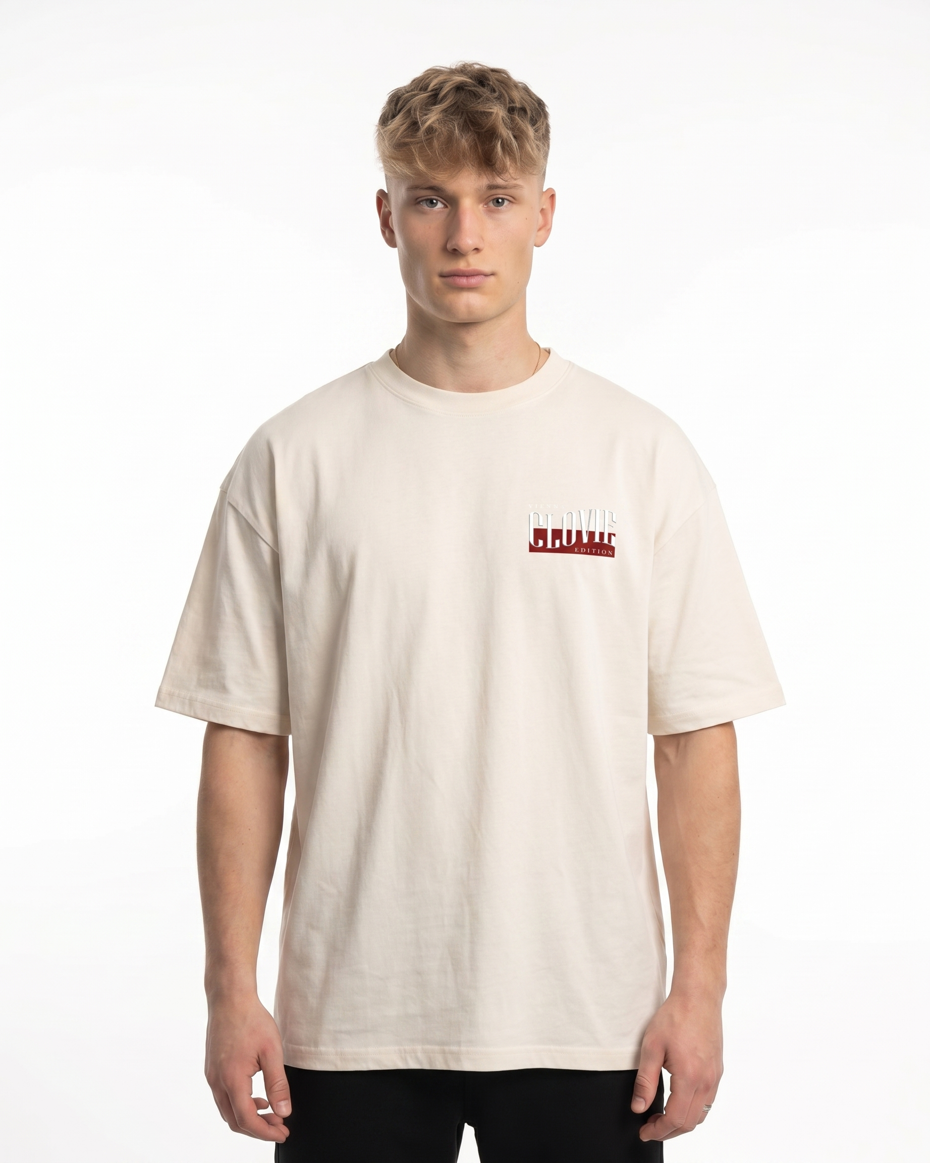 Vienna Oversized Tee Natural Raw Vorderansicht - CLOVIE Streetwear