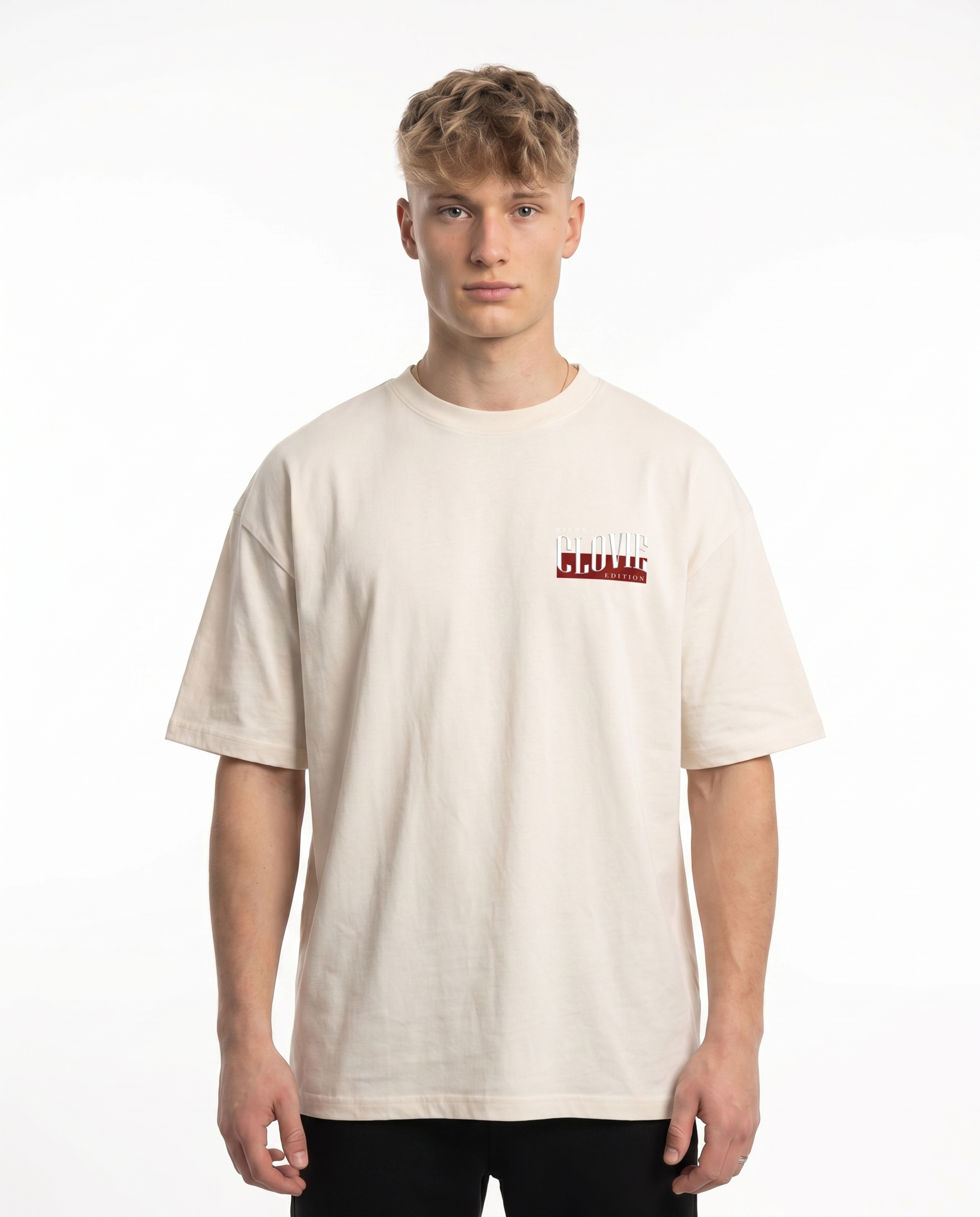 Vienna Oversized Tee Natural Raw Vorderansicht - CLOVIE Streetwear