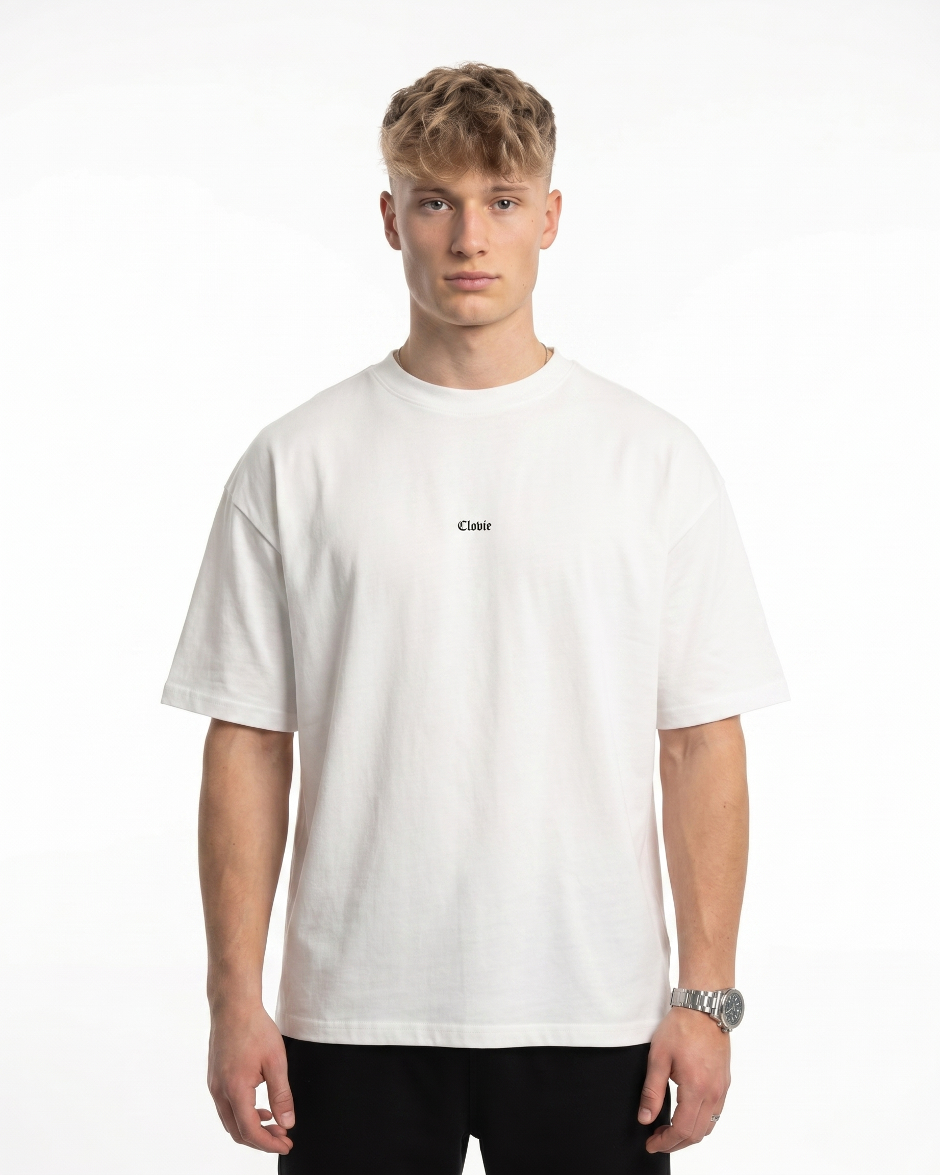 Bird universum Oversized Tee Weiss Vorderansicht - CLOVIE Streetwear