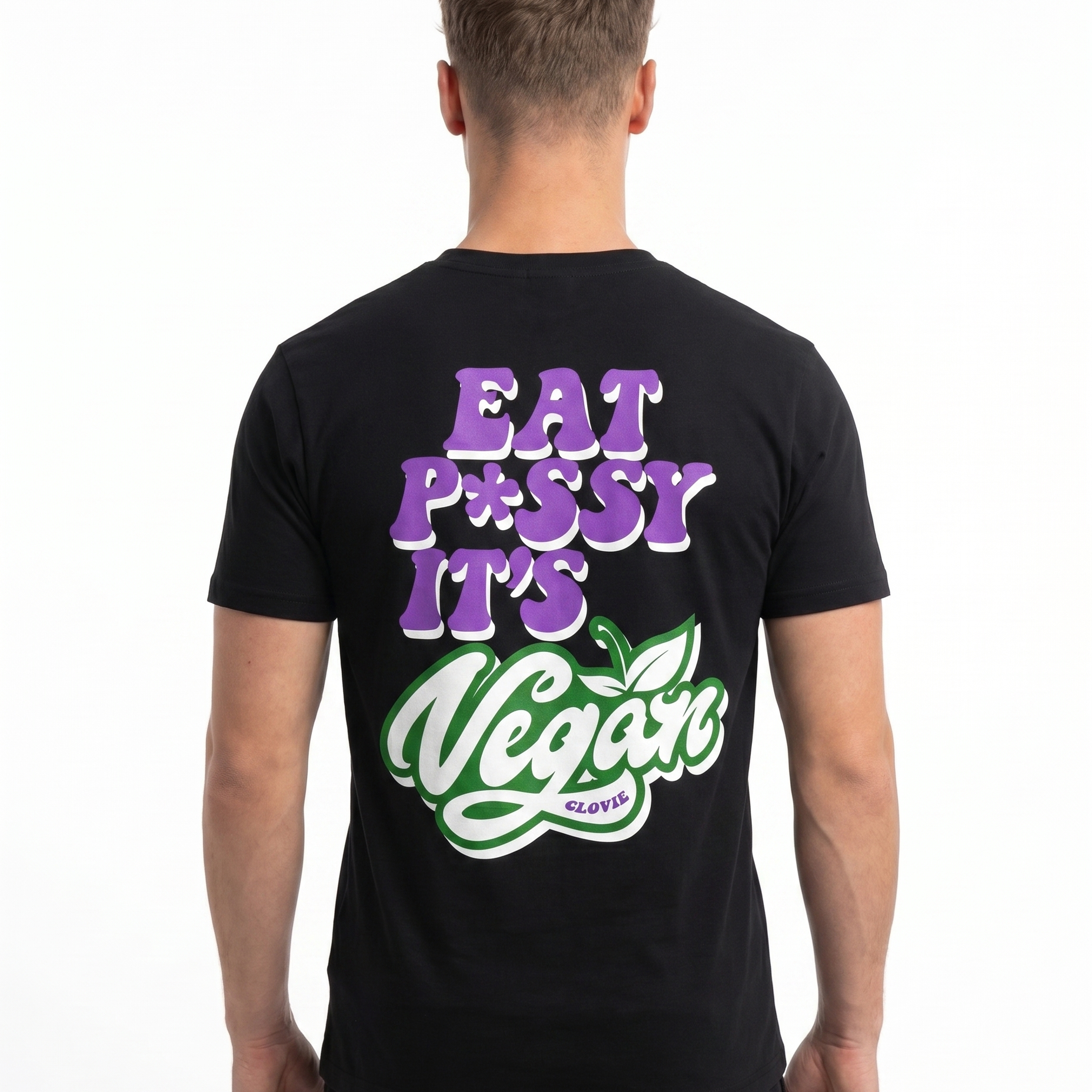 Eat pssy vegan Standard Tee Black Rueckansicht