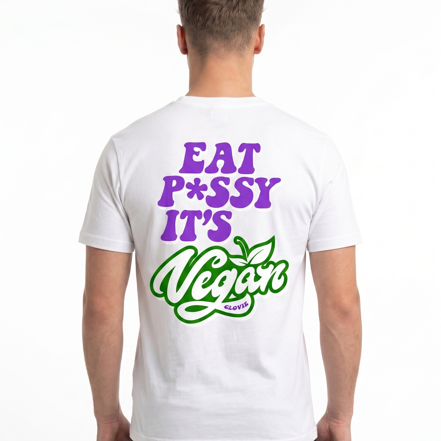 Eat pssy vegan Standard Tee White Rueckansicht