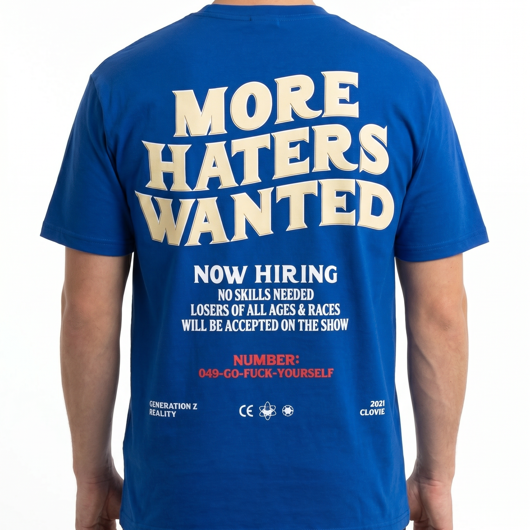 More haters wanted Standard Tee Sport Royal Rueckansicht