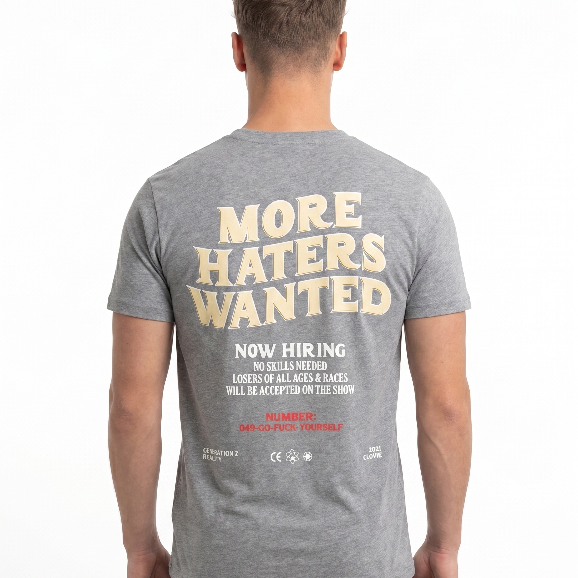 More haters wanted Standard Tee Sport Grey Heather Rueckansicht