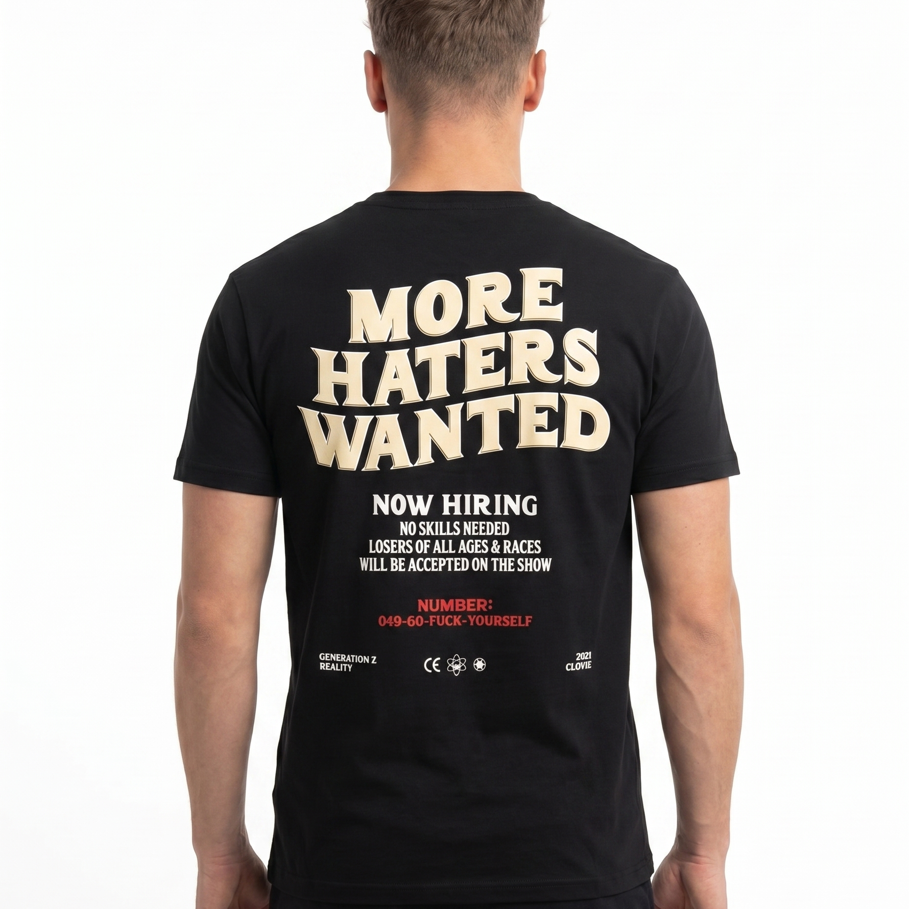 More haters wanted Standard Tee Black Rueckansicht