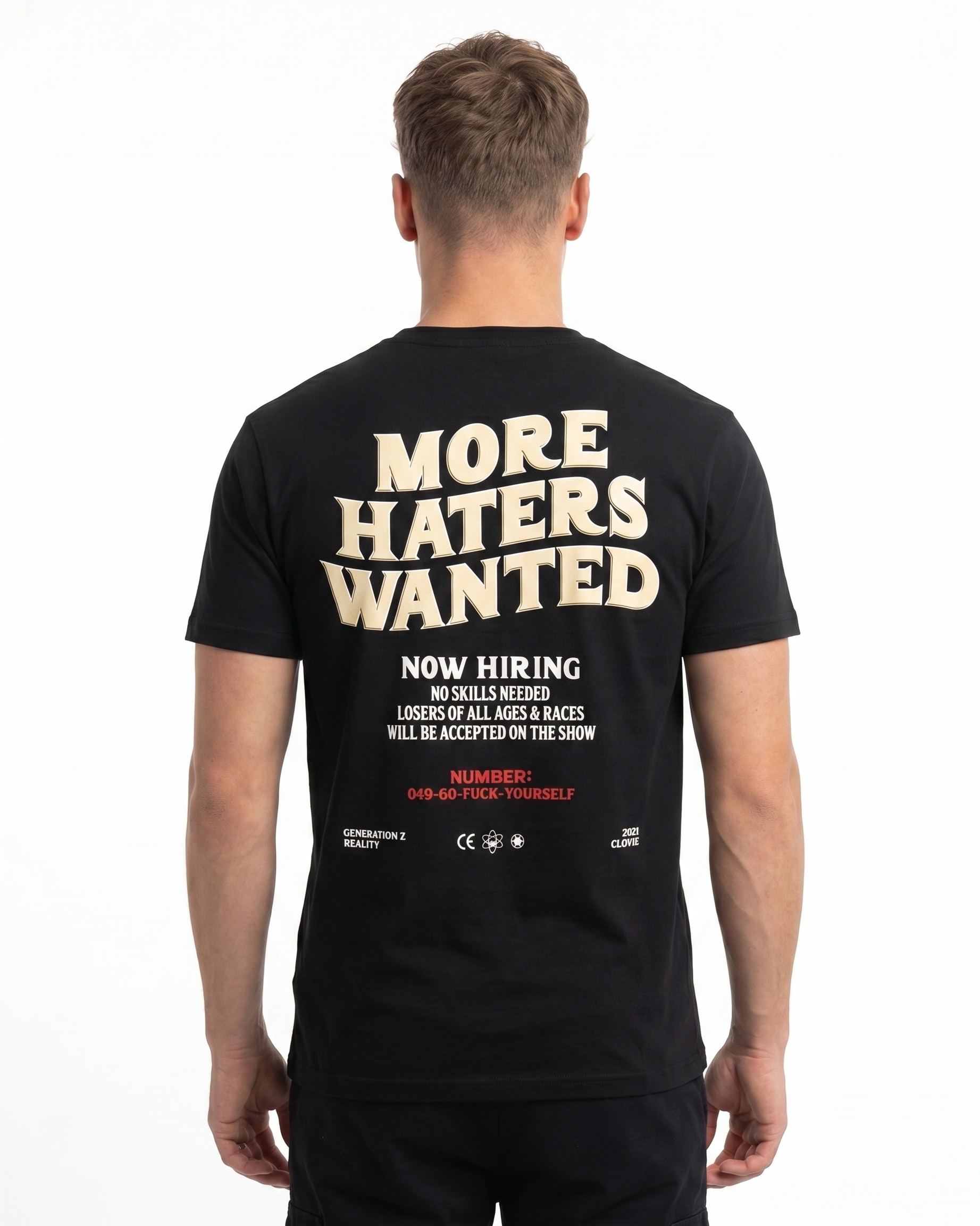 More haters wanted Standard Tee Black Rueckansicht