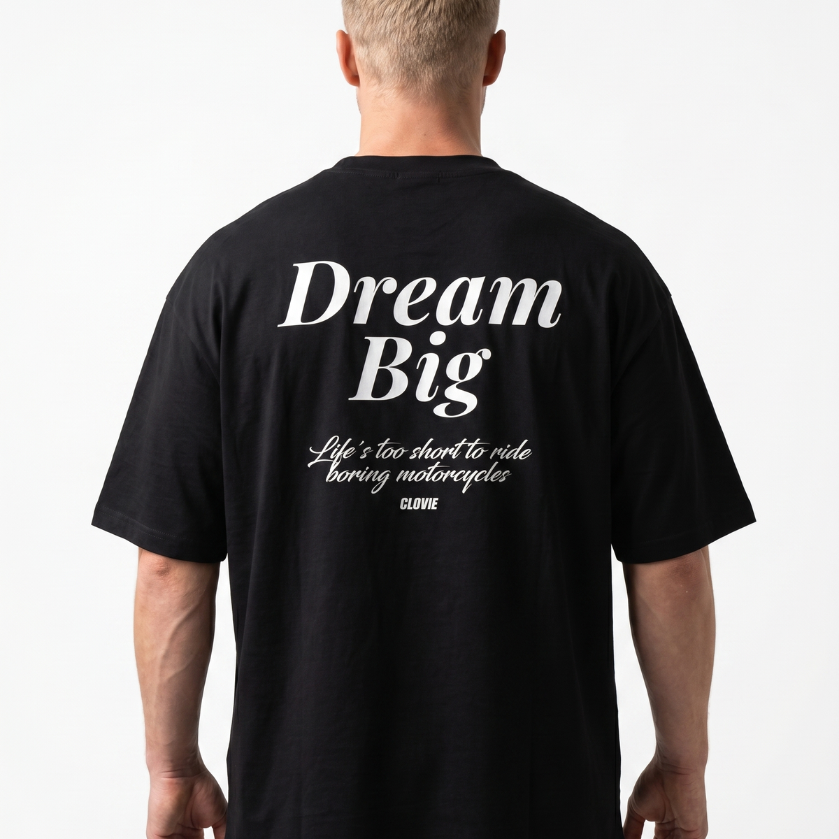 Dream big Oversized Tee Black - model back print