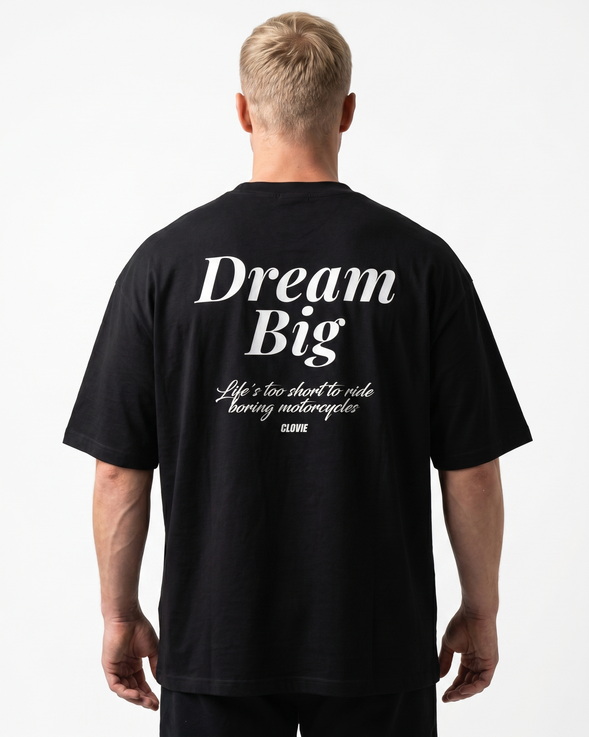 Dream big Oversized Tee Black - model back print