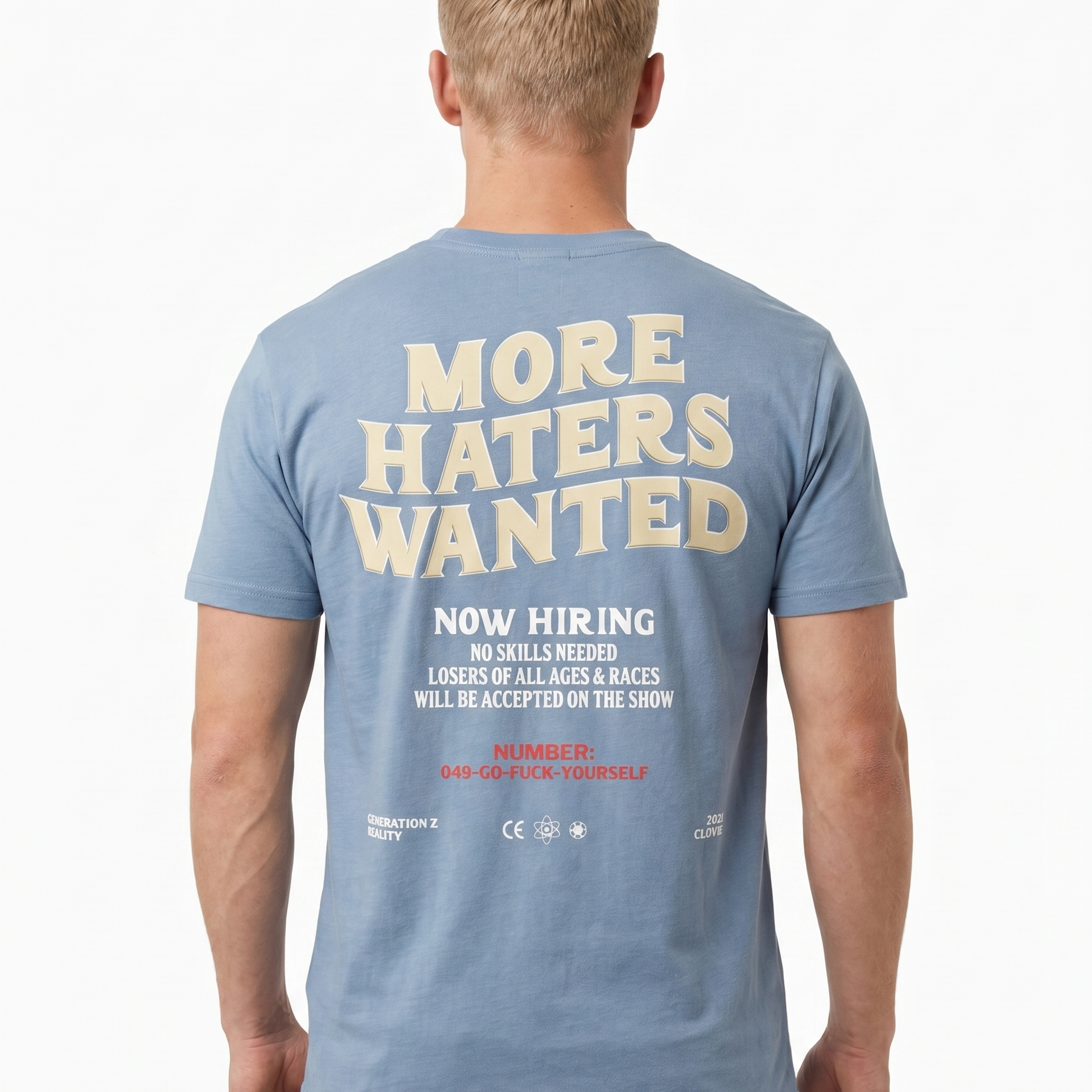 More haters wanted Standard Tee Chambray Rueckansicht