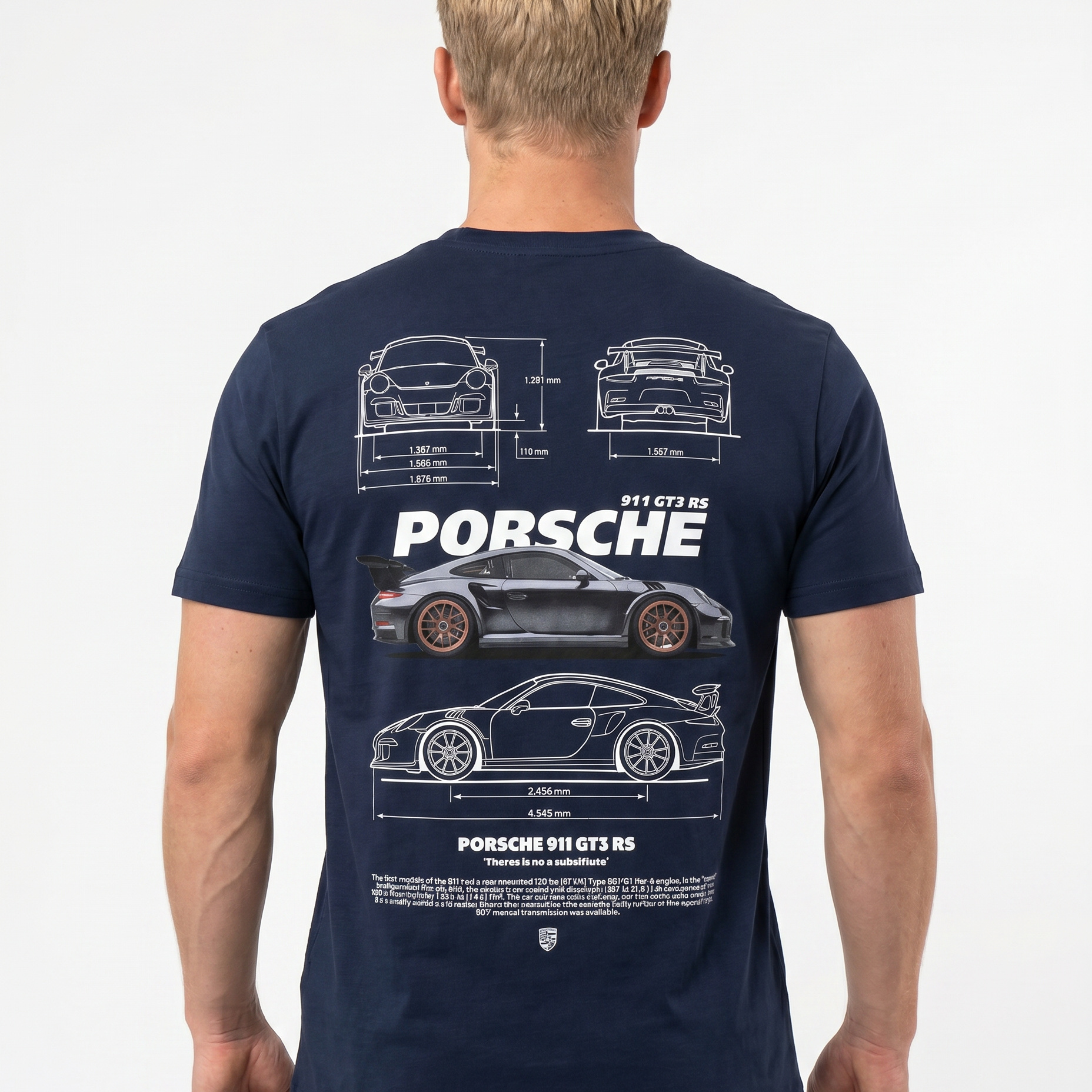 Porsche 911 GT3 RS Standard Tee French Navy Rueckansicht