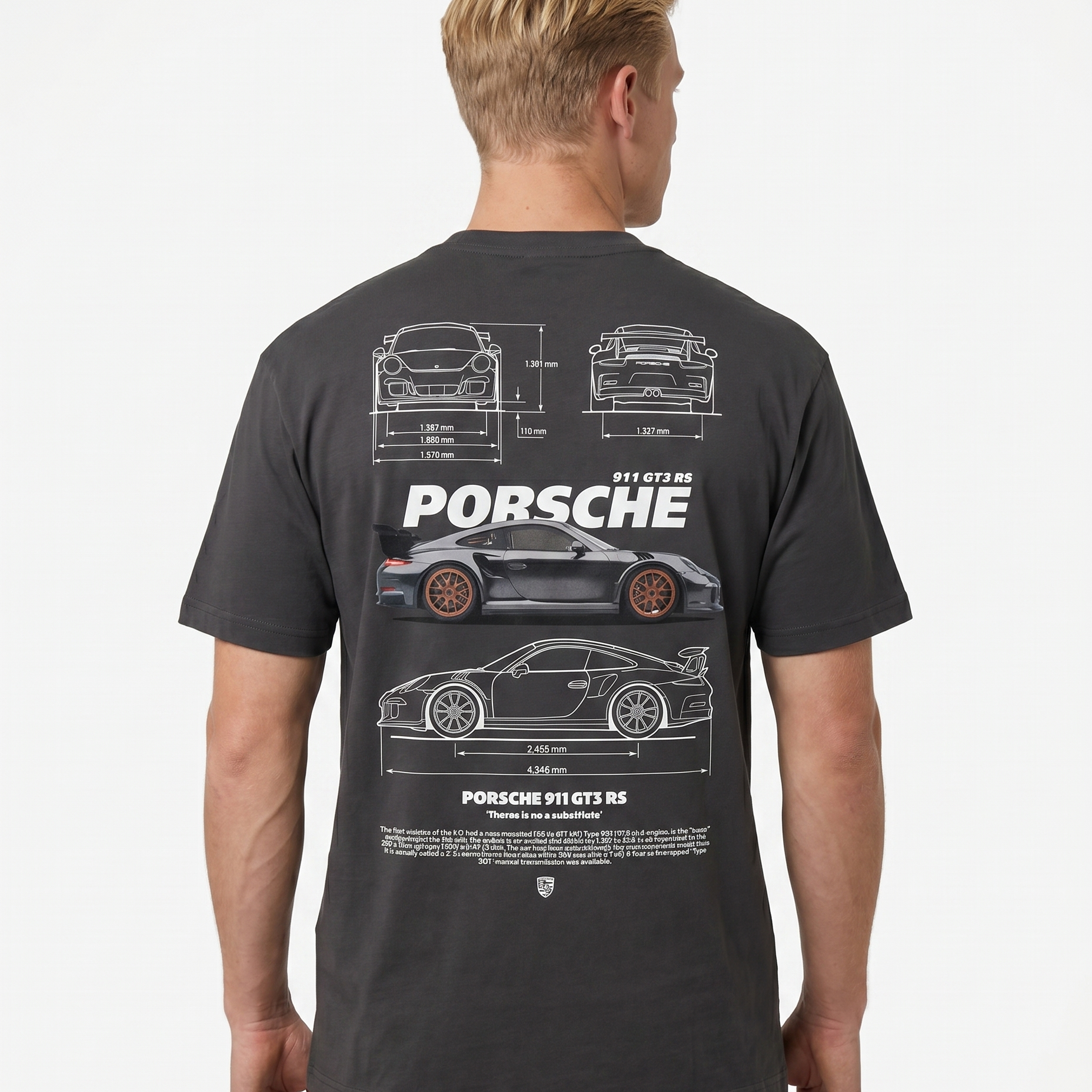 Porsche 911 GT3 RS Standard Tee India Ink Grey Rueckansicht