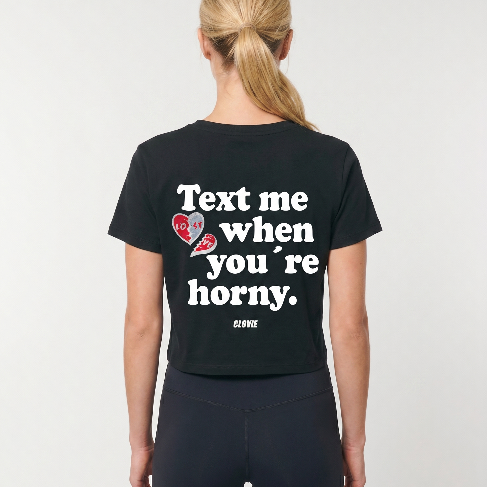 Text me Cropped Tee Black Rueckansicht