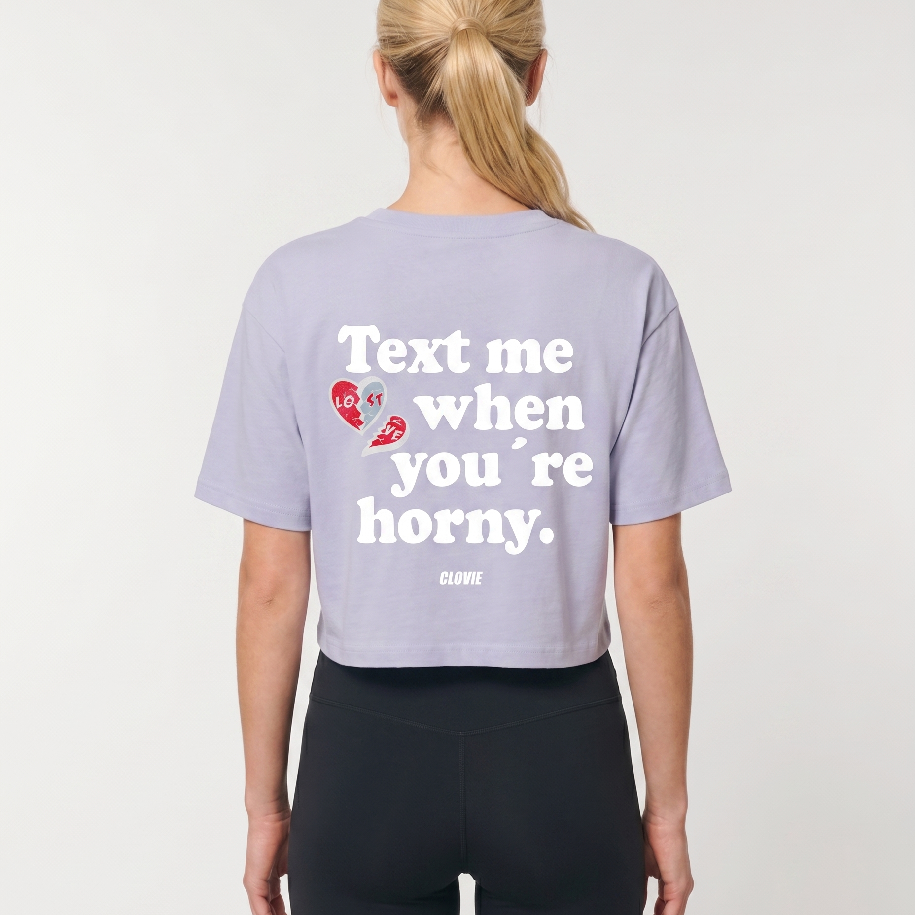 Text me Cropped Tee Soft Lilac Rueckansicht