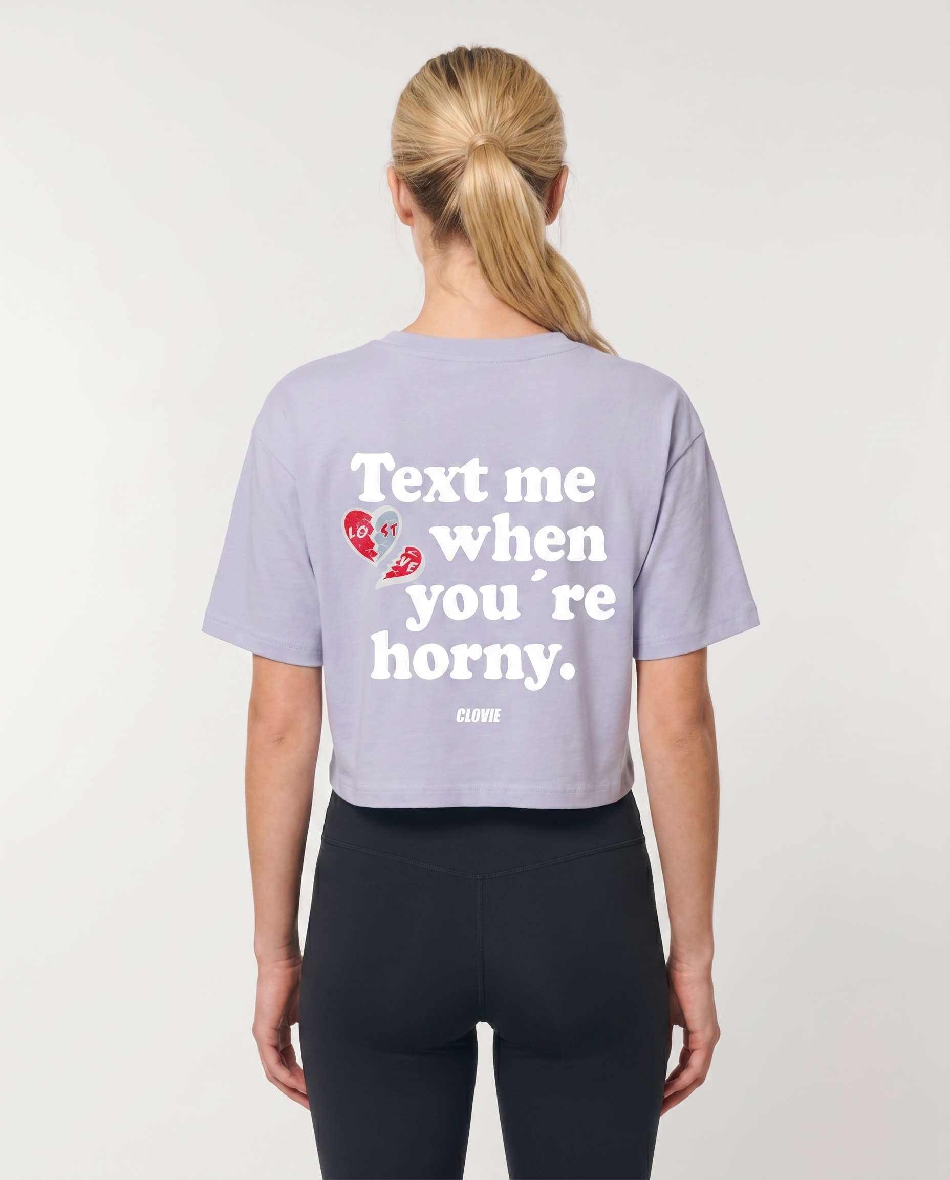 Text me Cropped Tee Soft Lilac Rueckansicht