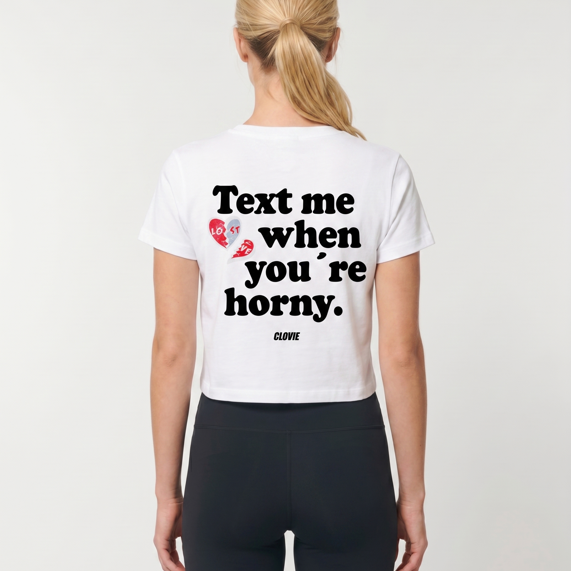 Text me Cropped Tee White Rueckansicht