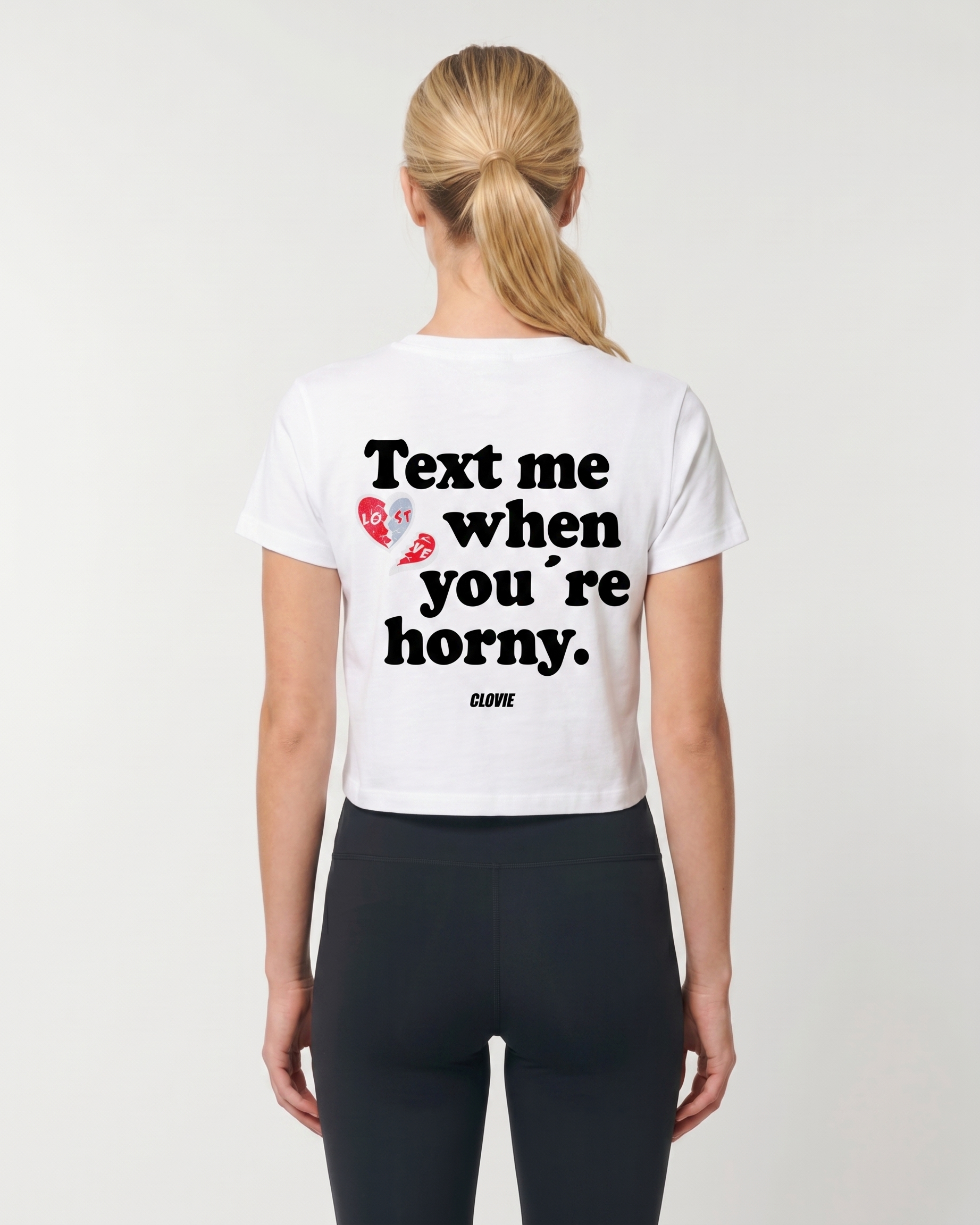 Text me Cropped Tee White Rueckansicht