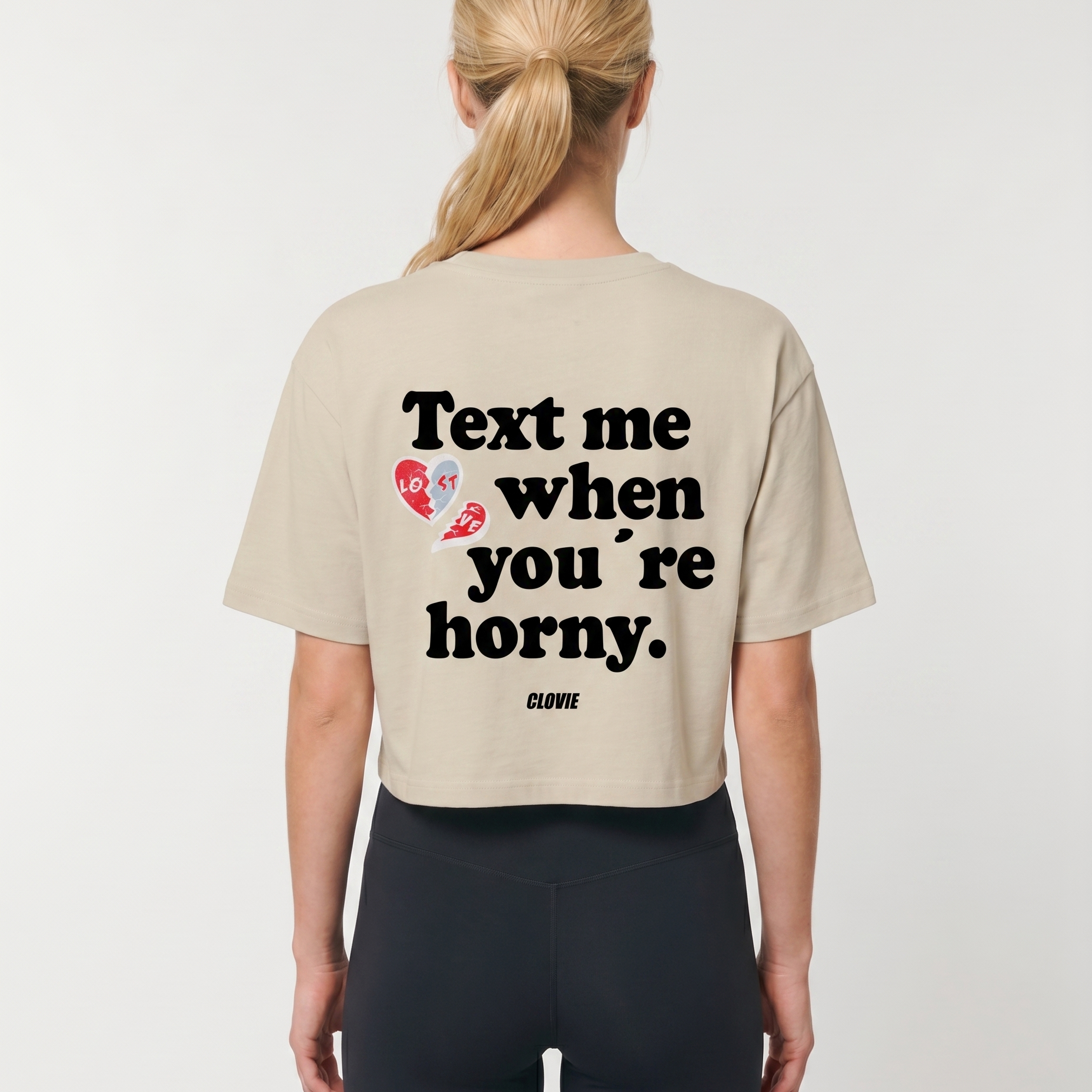 Text me Cropped Tee Sand Rueckansicht