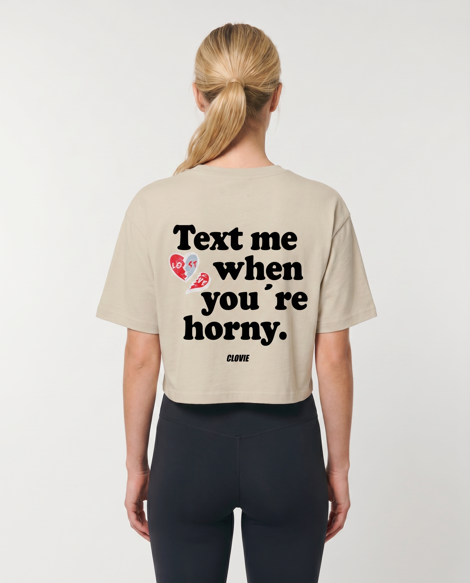 Text me Cropped Tee Sand Rueckansicht