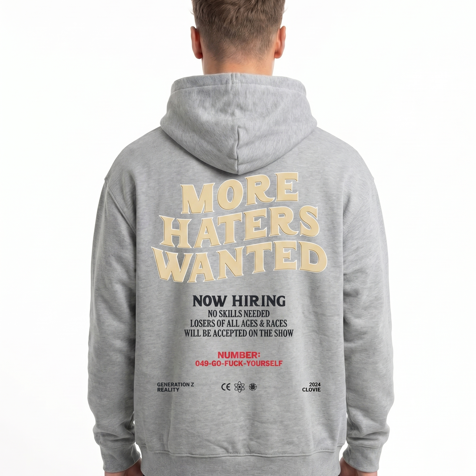 More haters wanted Hoodie Heather Grey Rueckansicht