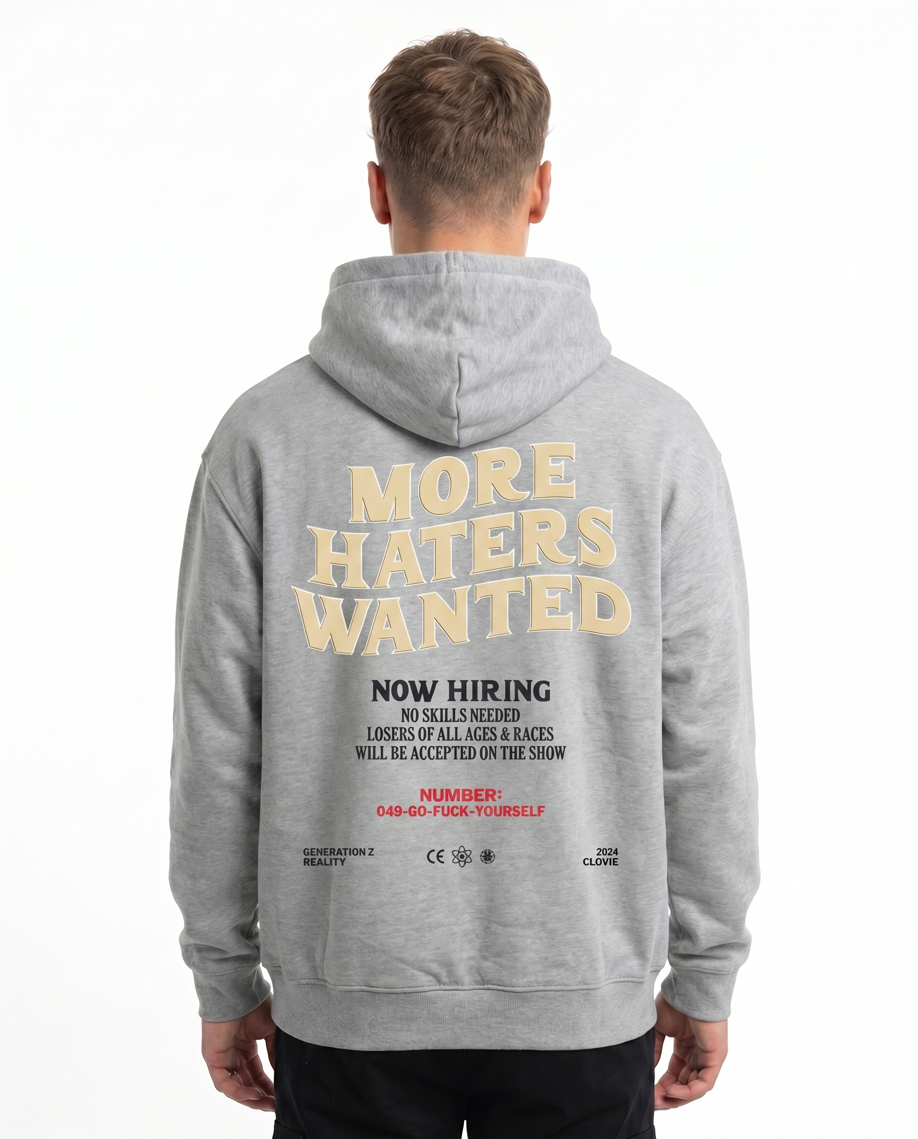 More haters wanted Hoodie Heather Grey Rueckansicht