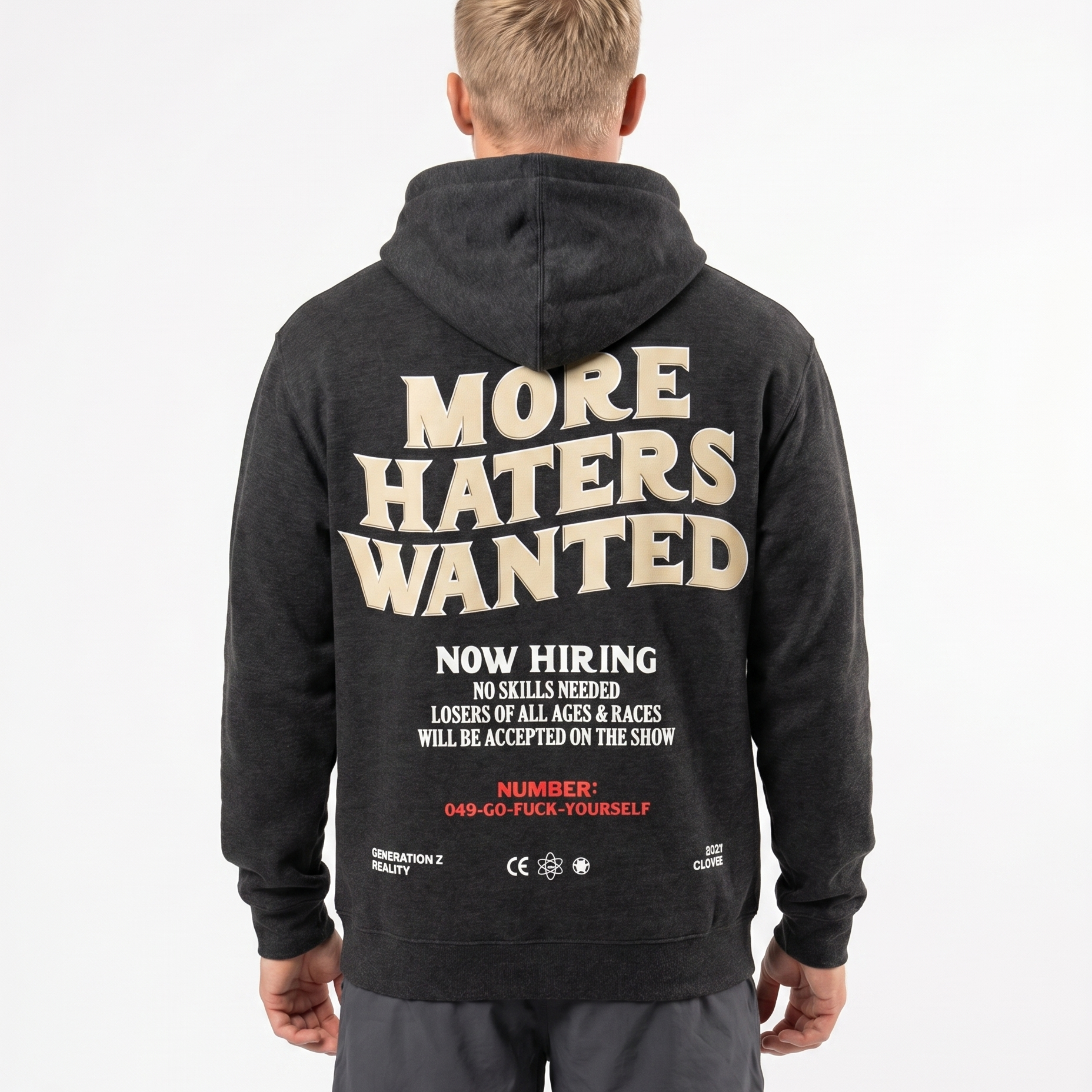 More haters wanted Hoodie Charcoal Heather Rueckansicht