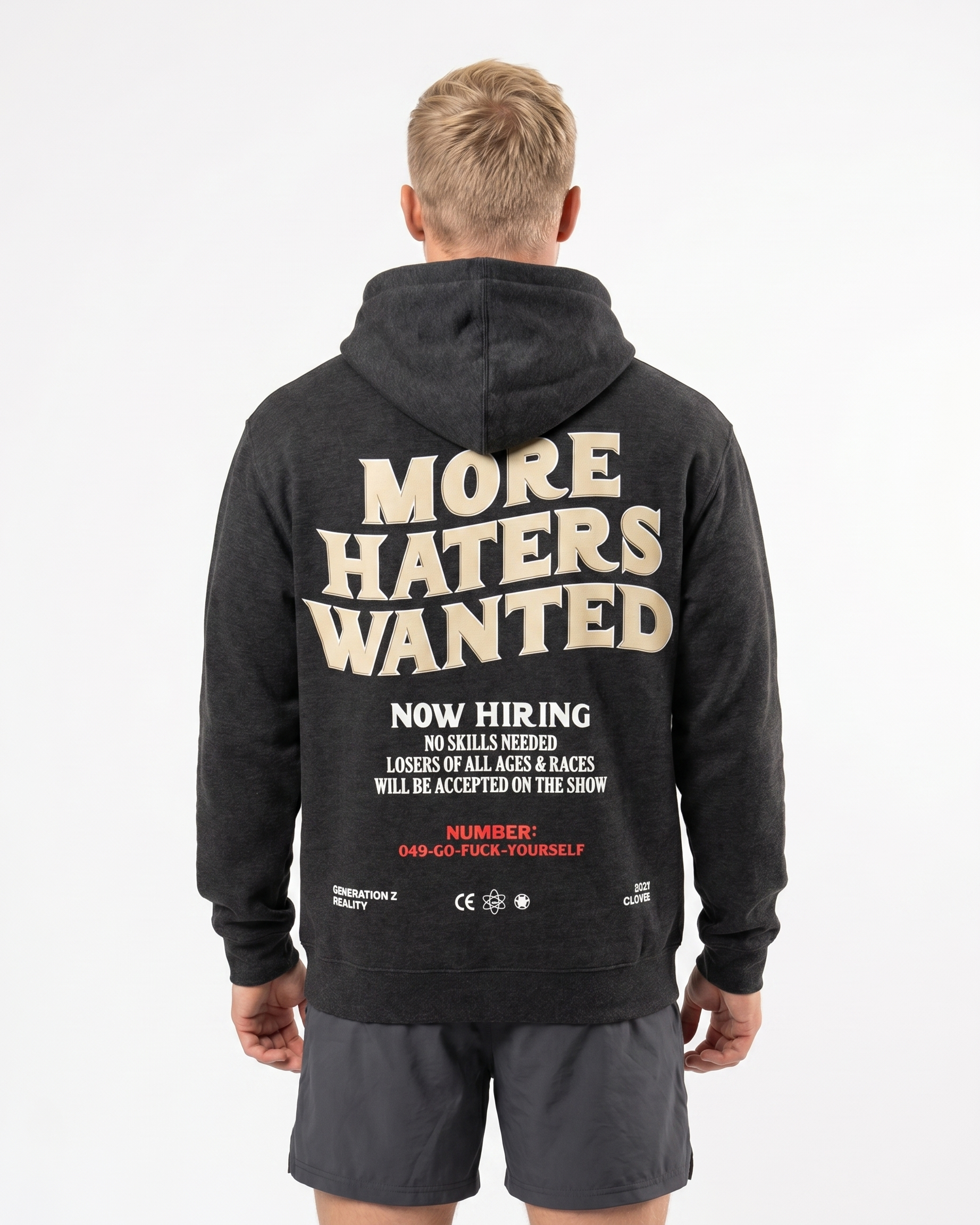 More haters wanted Hoodie Charcoal Heather Rueckansicht