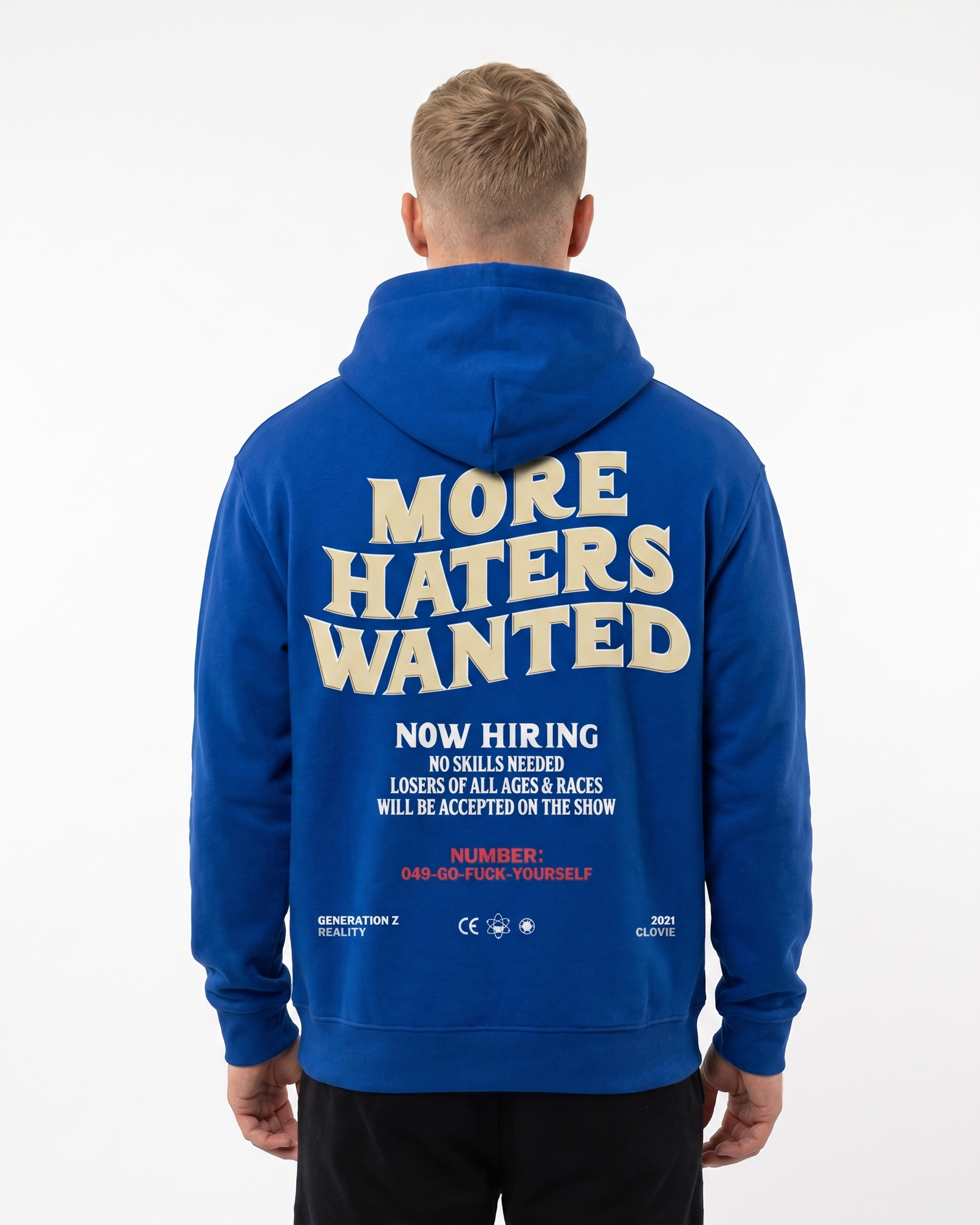 More haters wanted Hoodie Royal Blue Rueckansicht