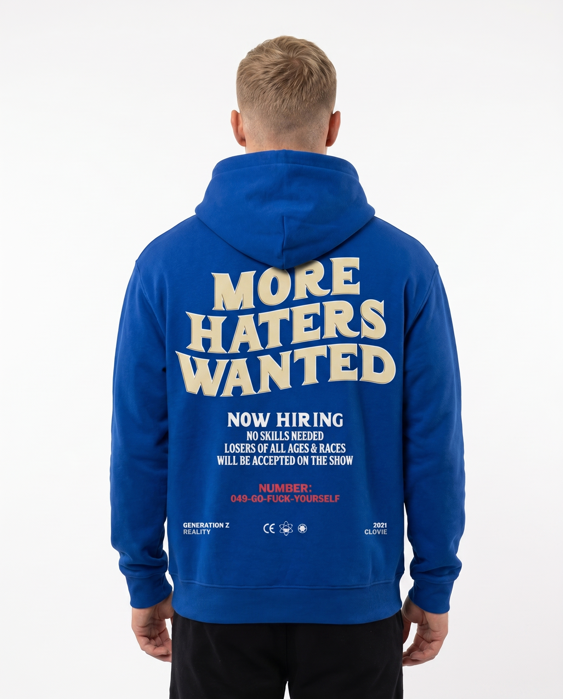 More haters wanted Hoodie Royal Blue Rueckansicht