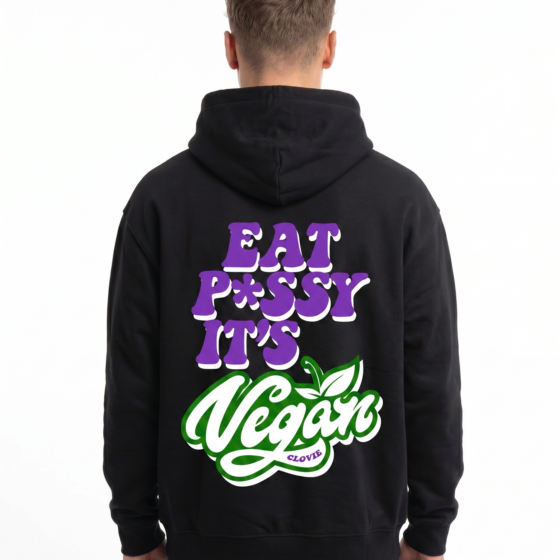 Eat pssy vegan Hoodie Jet Black Rueckansicht