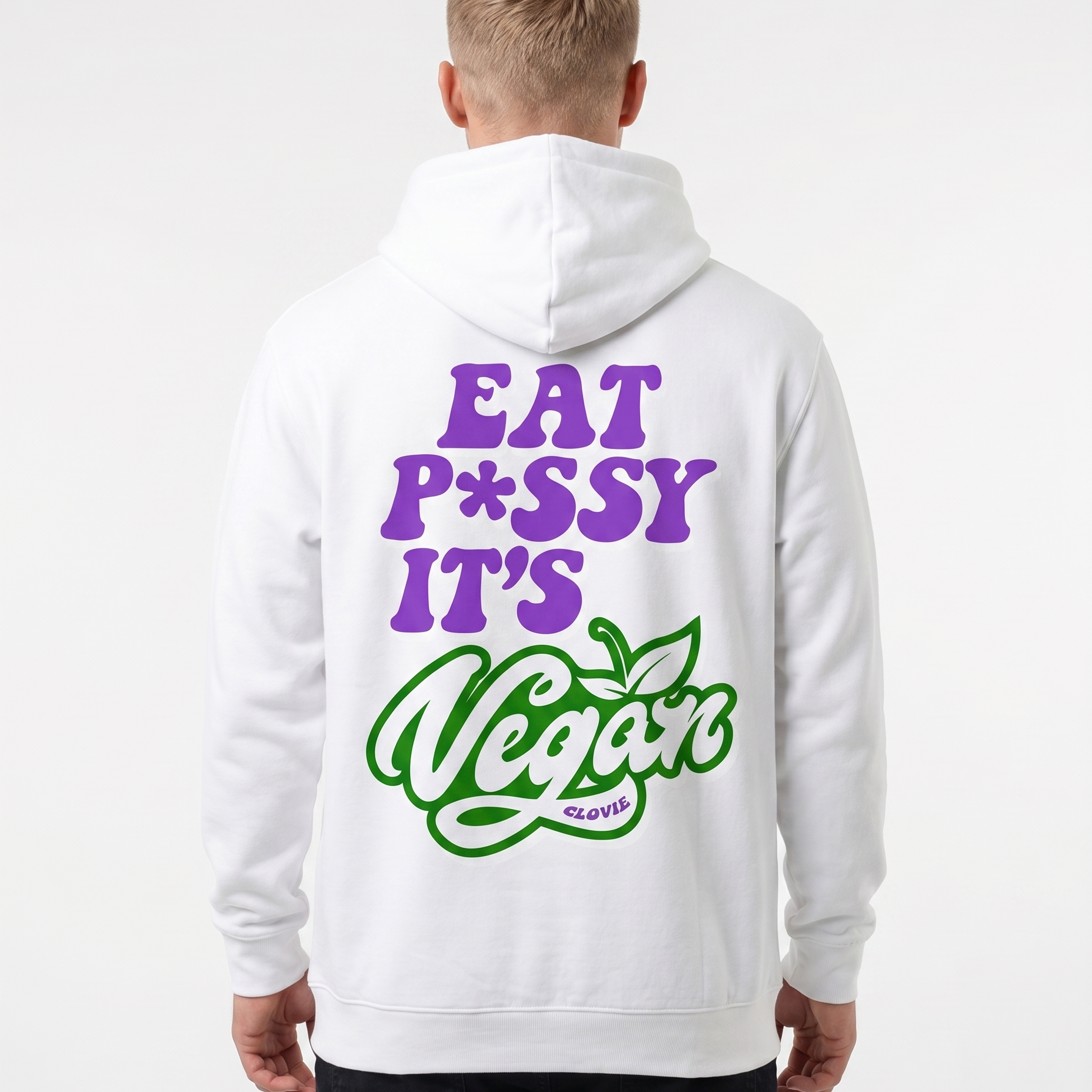 Eat pssy vegan Hoodie Arctic White Rueckansicht
