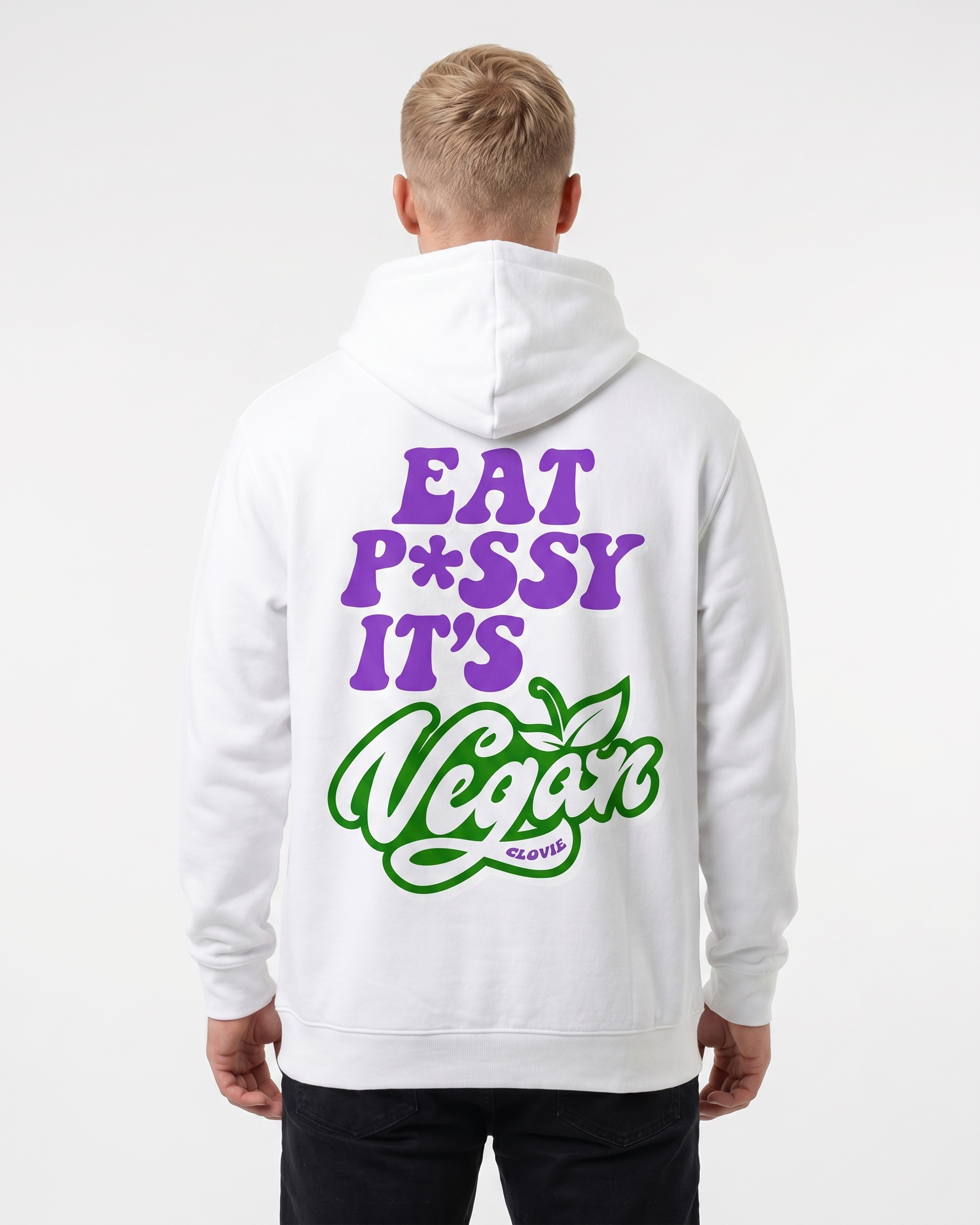 Eat pssy vegan Hoodie Arctic White Rueckansicht
