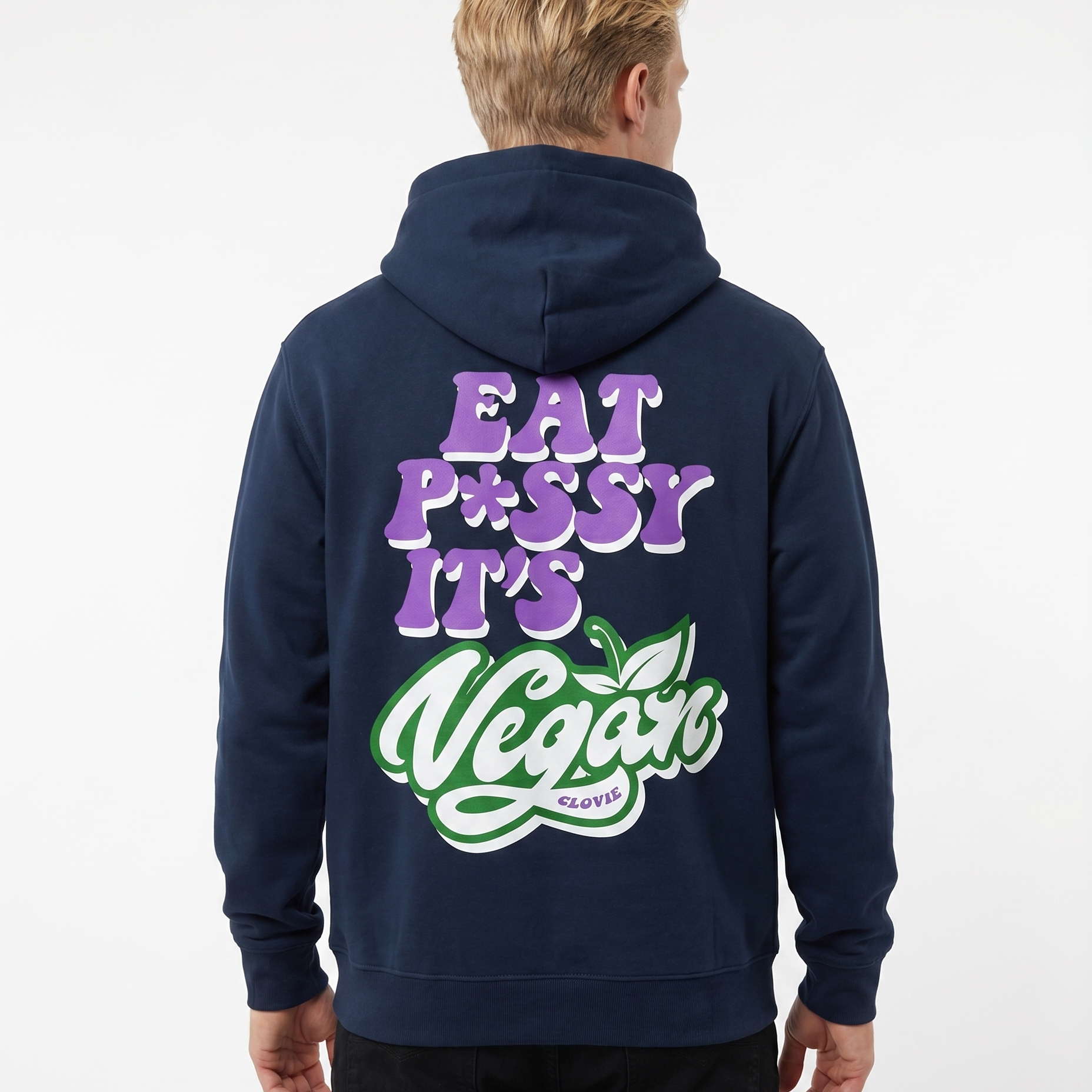 Eat pssy vegan Hoodie New French Navy Rueckansicht