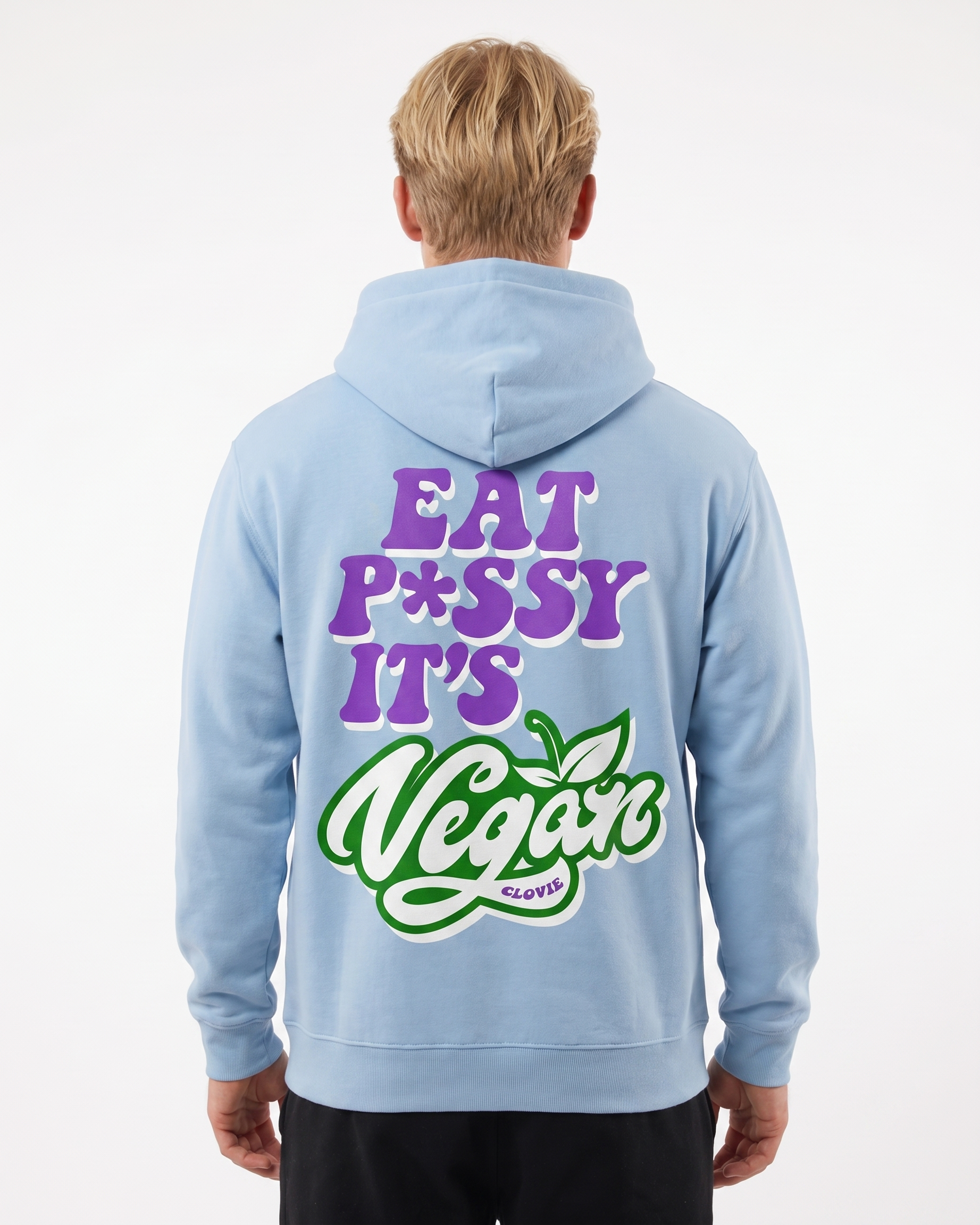 Eat pssy vegan Hoodie Sky Blue Rueckansicht