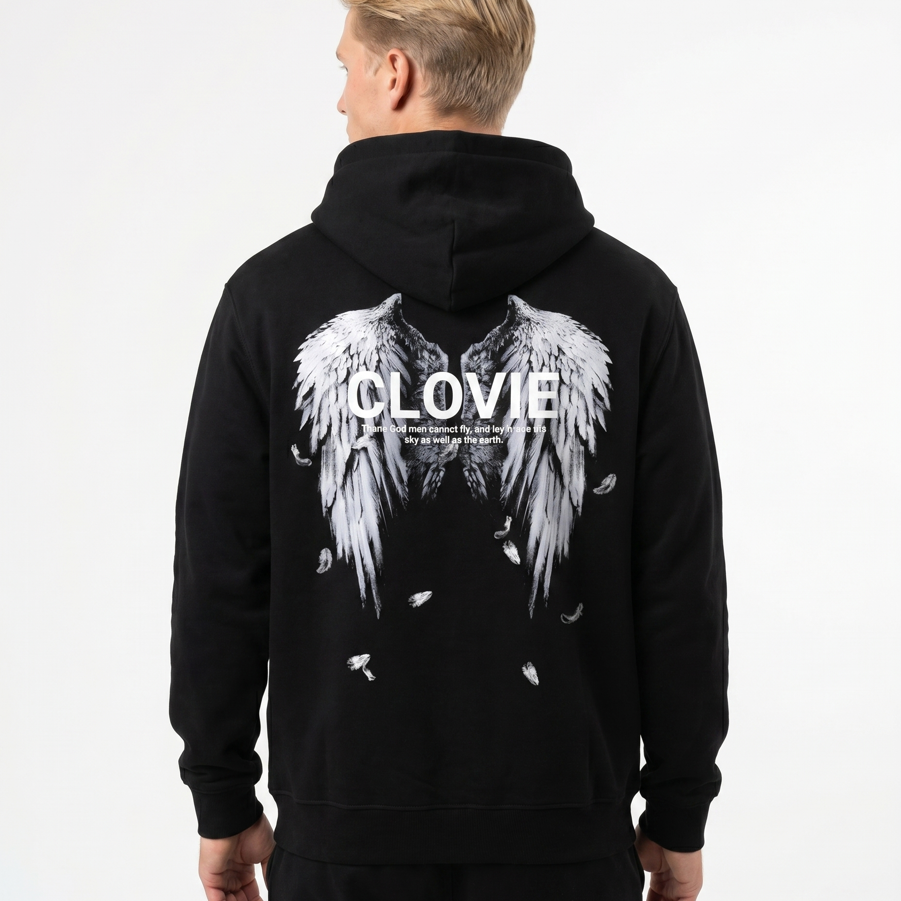 Angel wings Hoodie Jet Black Rueckansicht