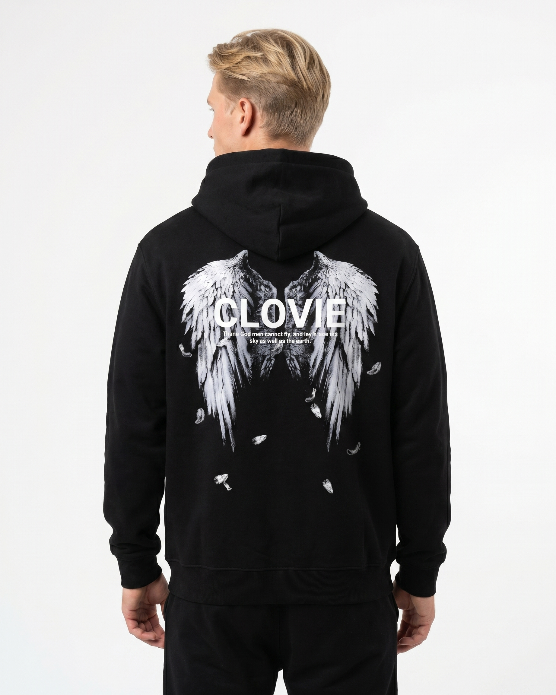 Angel wings Hoodie Jet Black Rueckansicht
