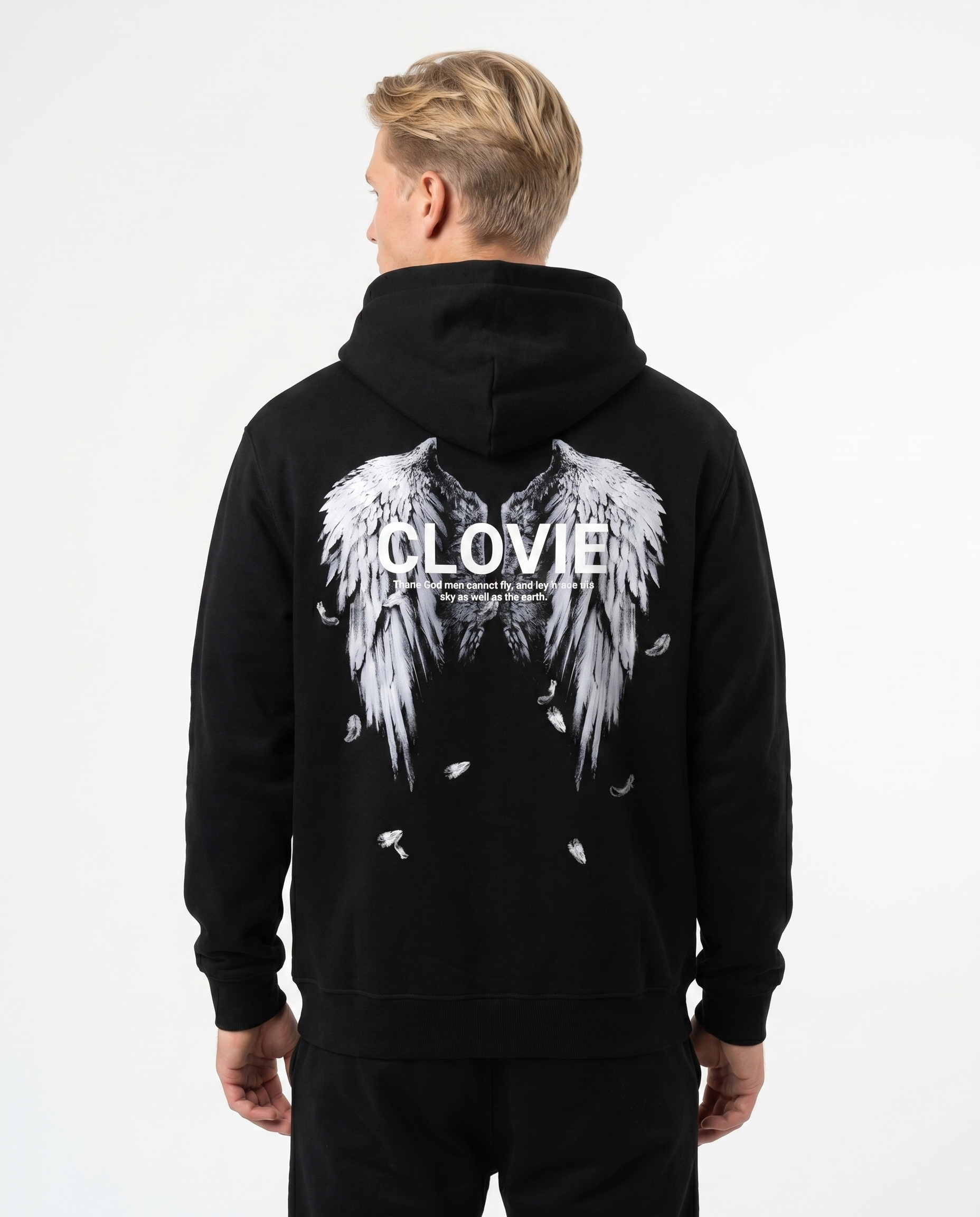 Angel wings Hoodie Jet Black Rueckansicht