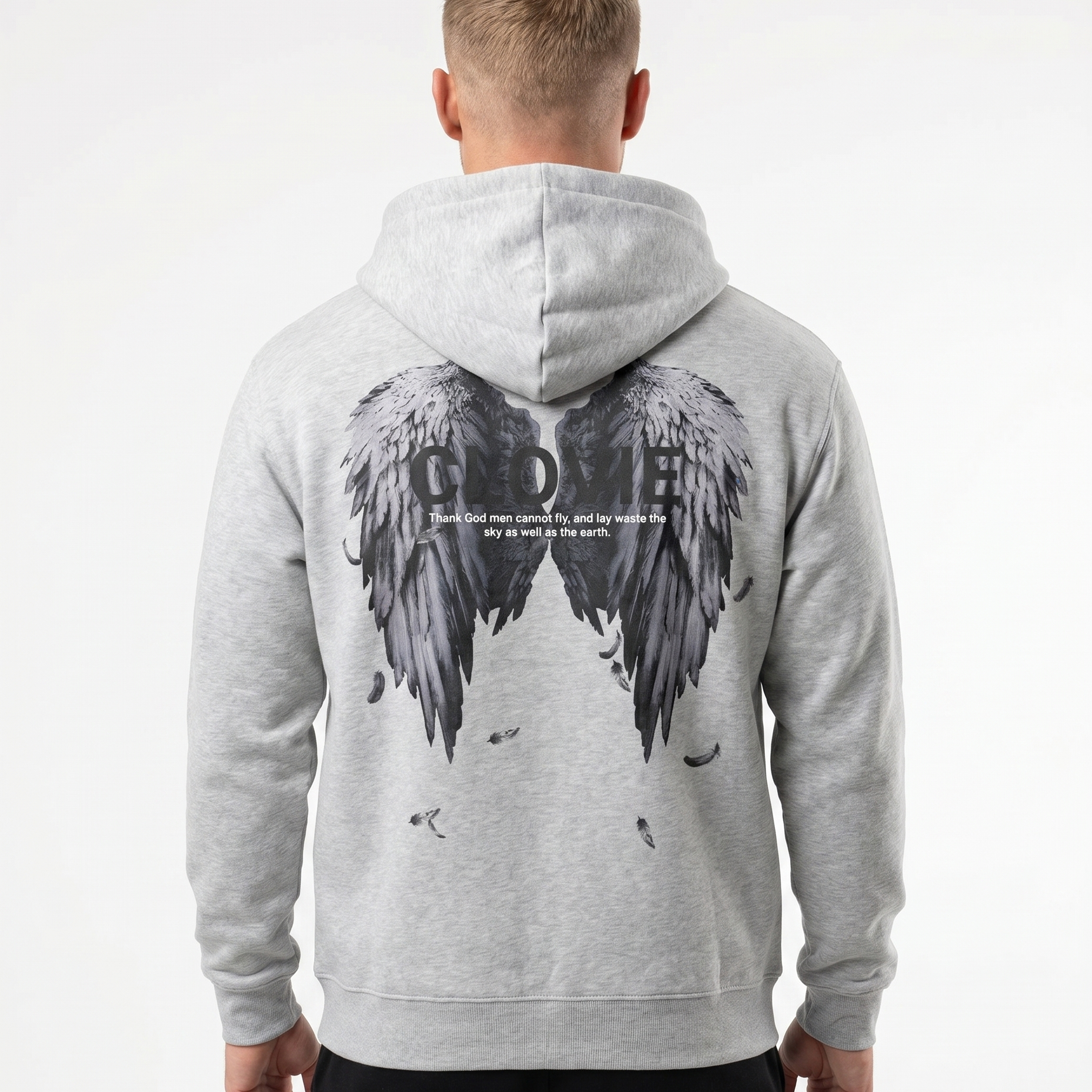 Angel wings Hoodie Heather Grey Rueckansicht