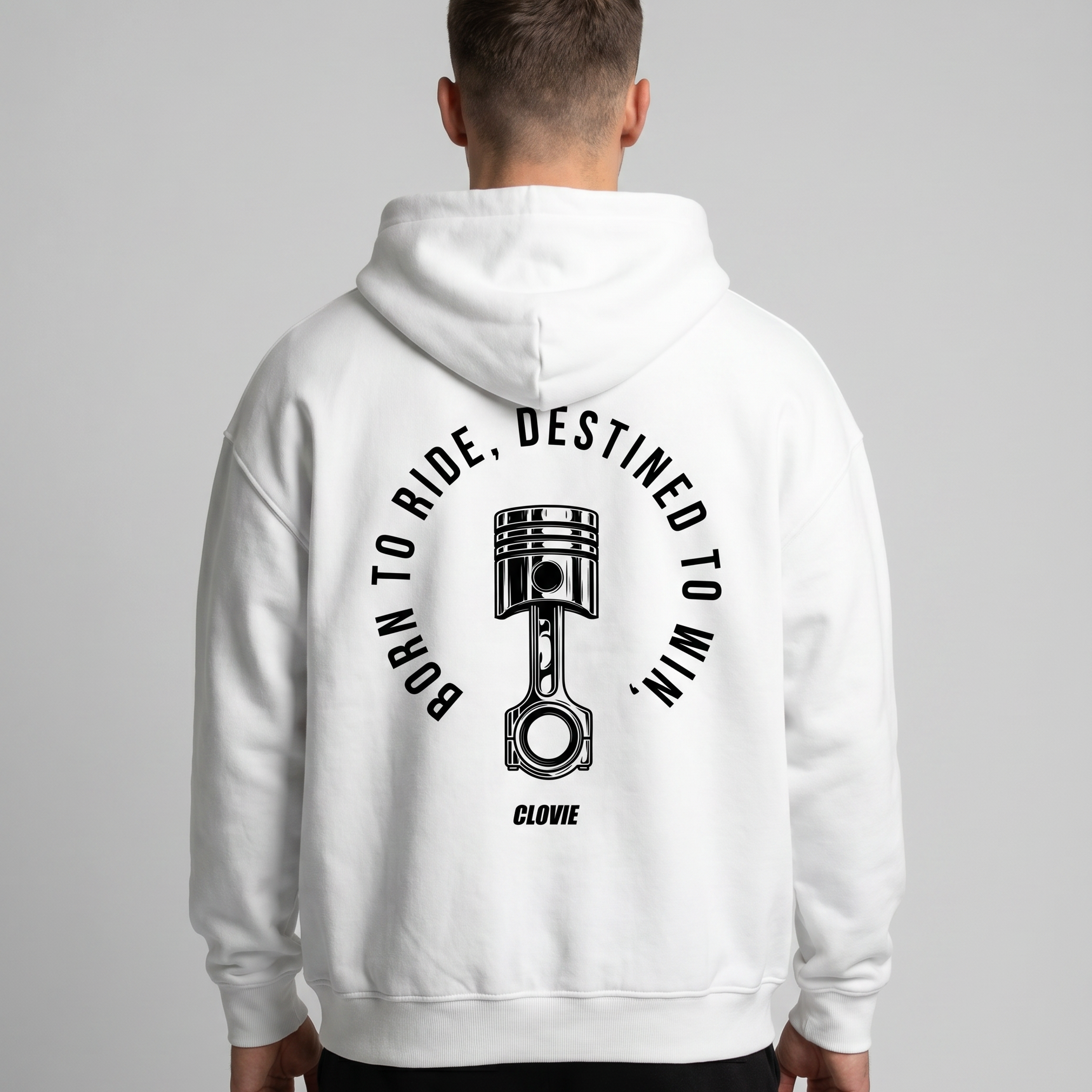 Born to ride Zip White Back