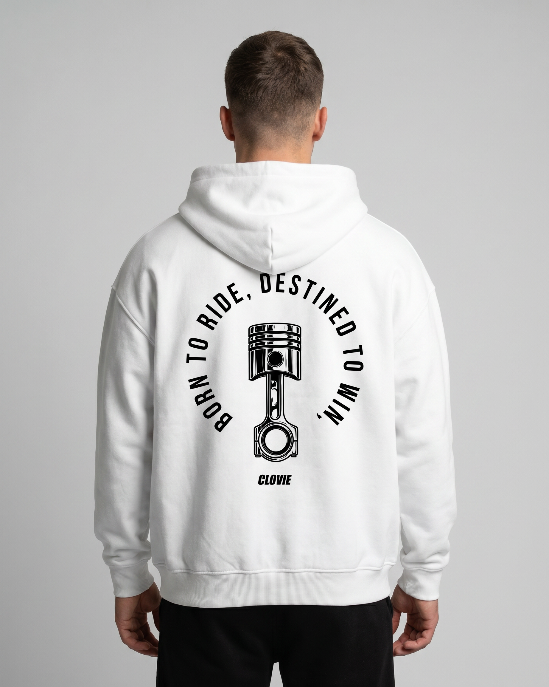 Born to ride Zip White Back
