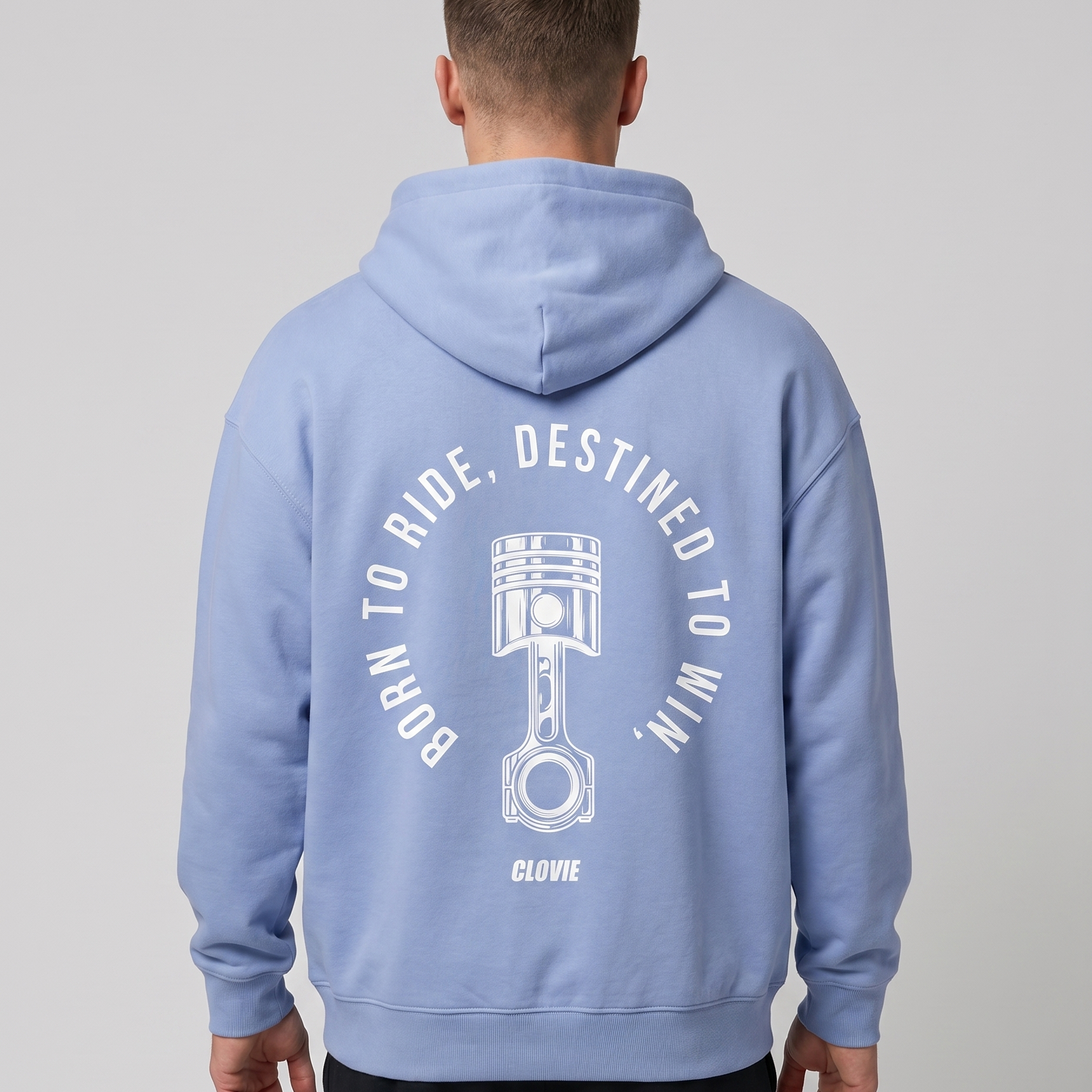 Born to ride Zip Powder Blue Back
