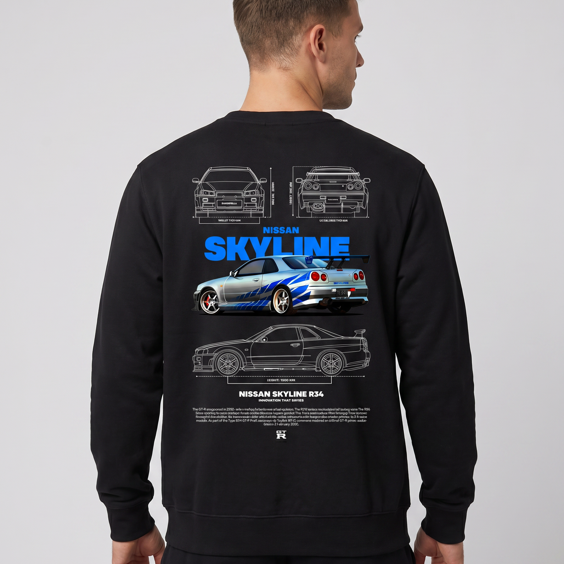 Nissan R34 Sweater Black Back