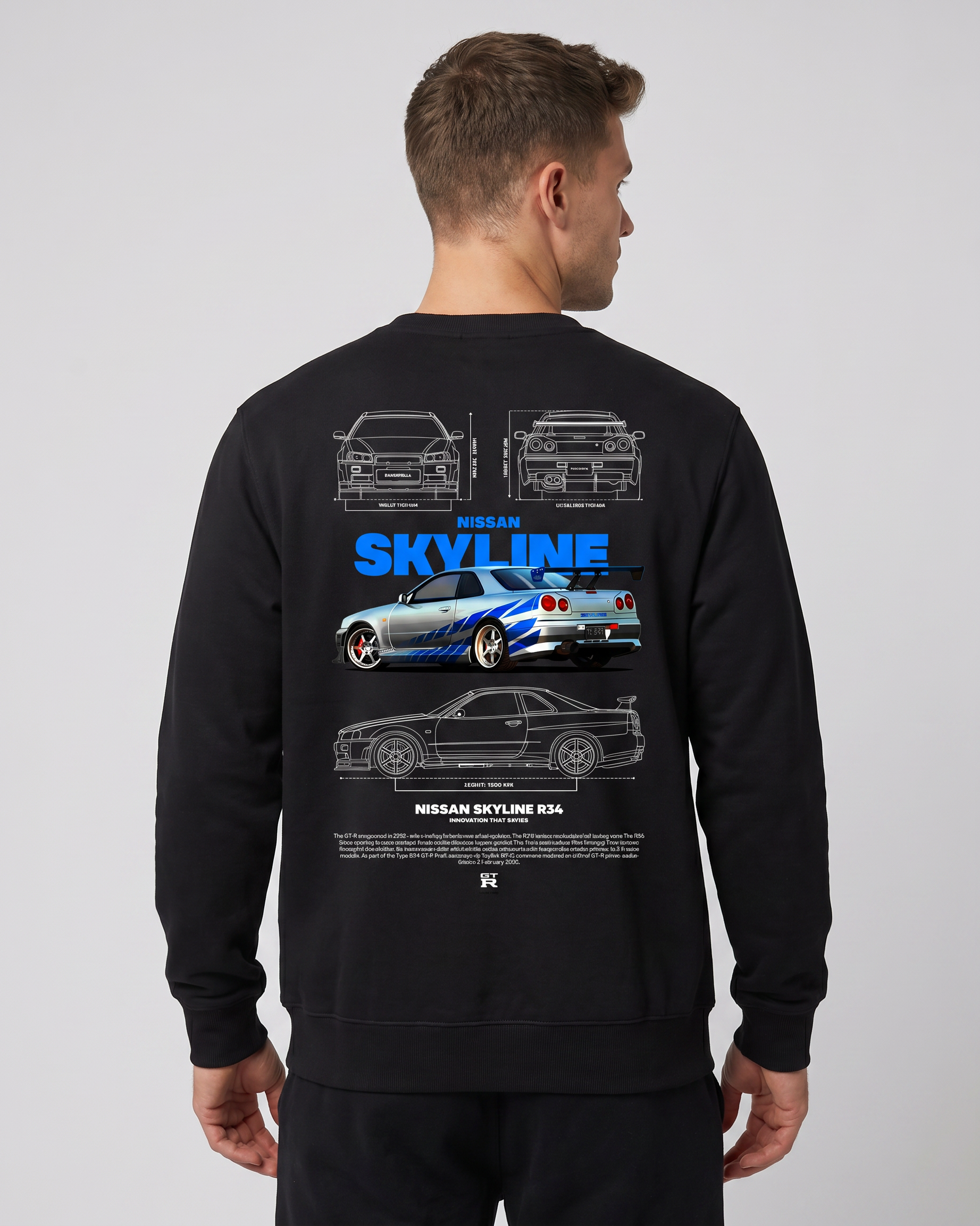 Nissan R34 Sweater Black Back