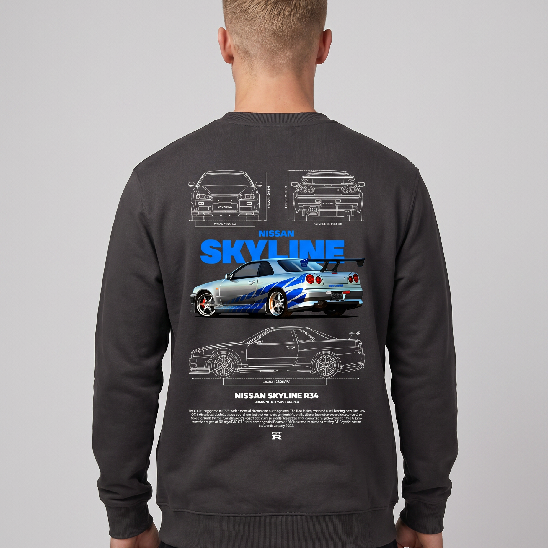 Nissan R34 Sweater Asphalt Back