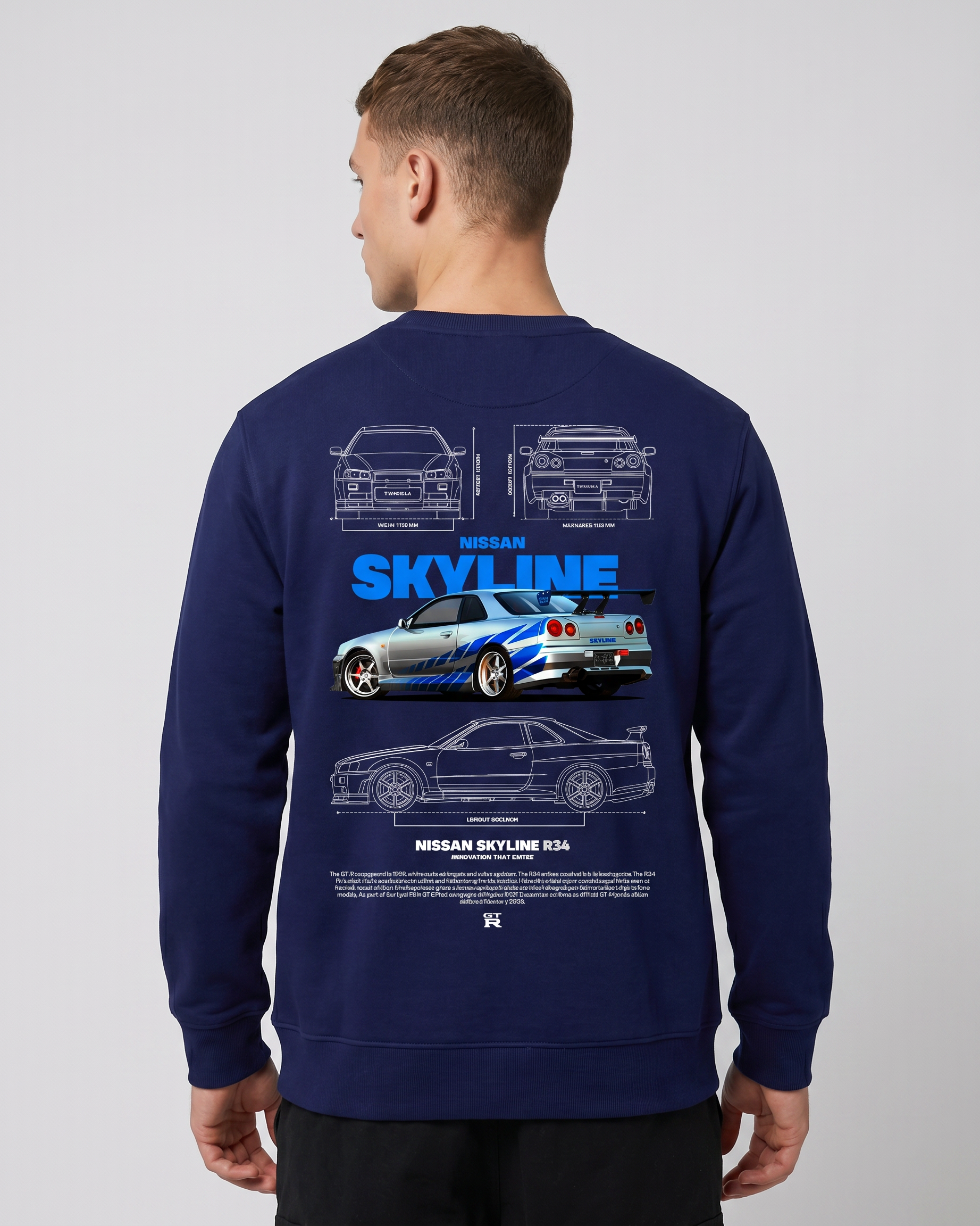 Nissan R34 Sweater Navy Back