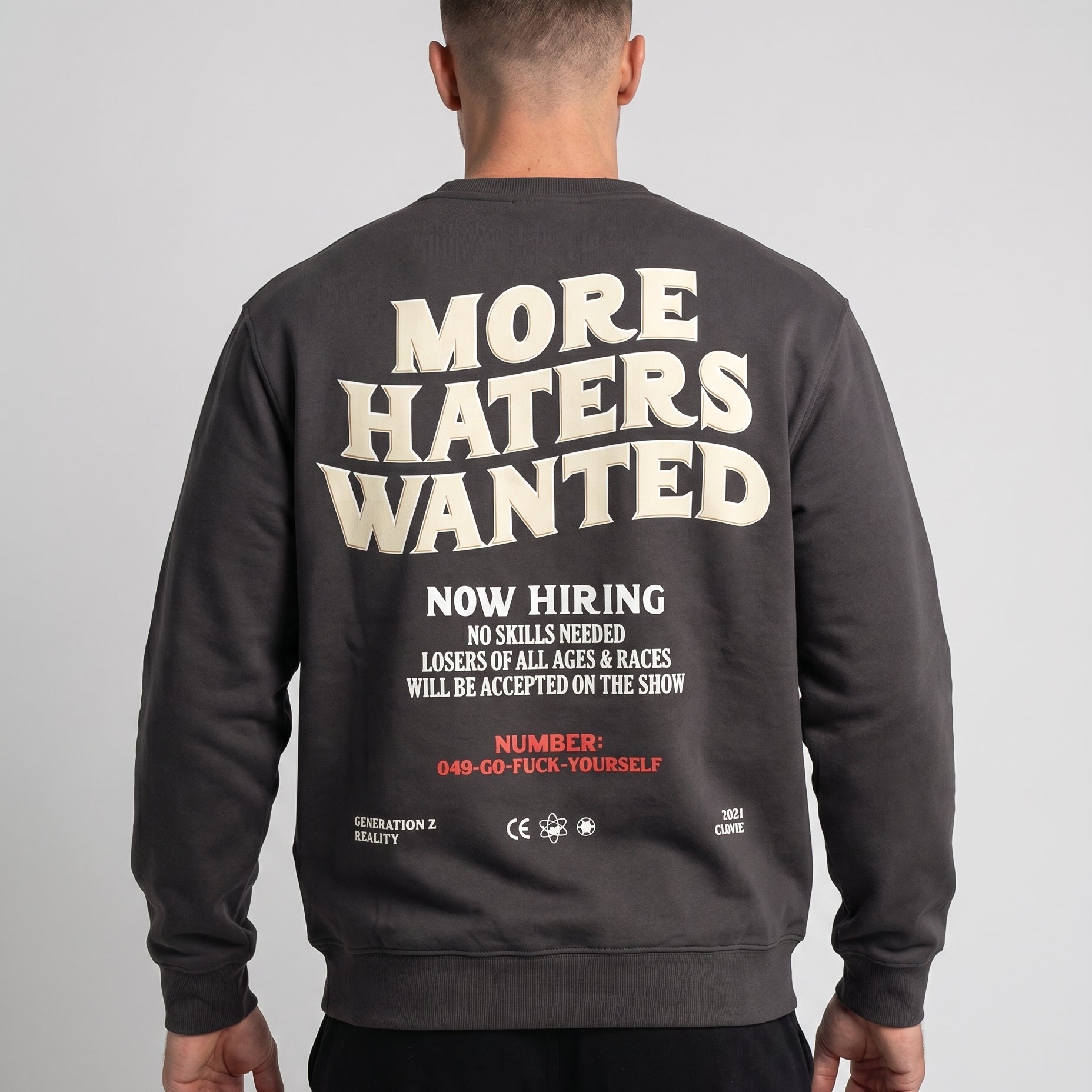 More haters Sweater Asphalt Back