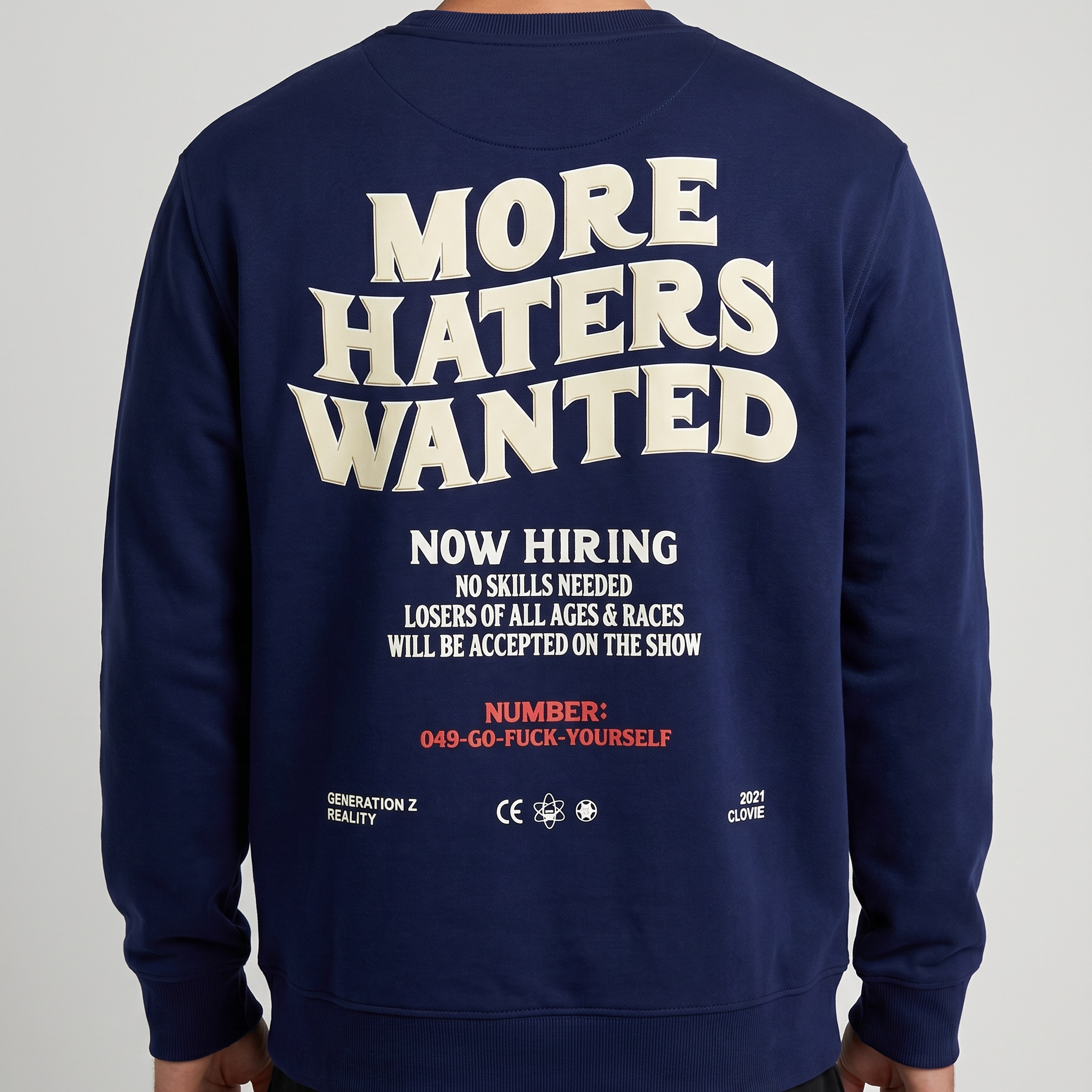 More haters Sweater Navy Back
